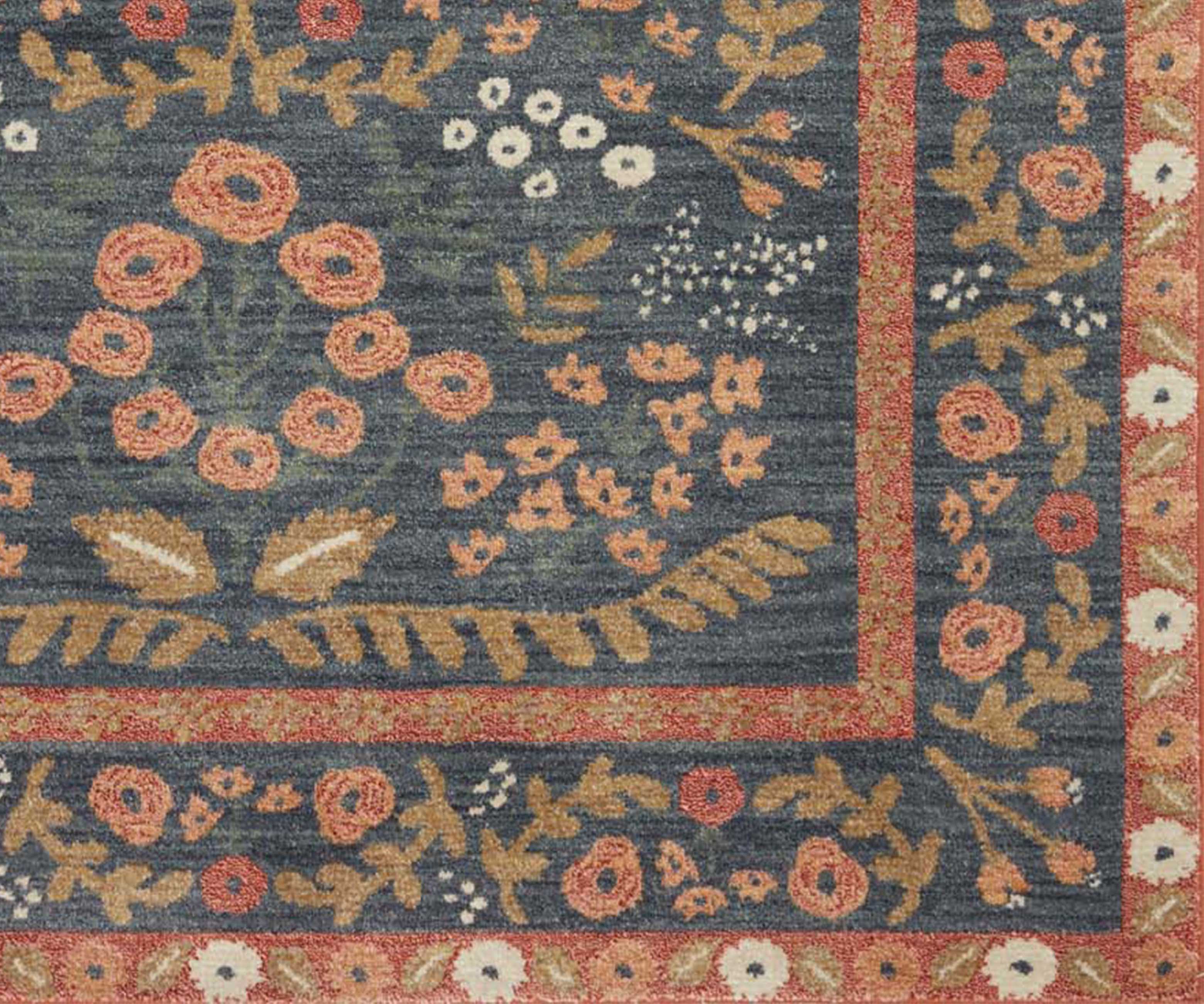 Fiore Florence Power Loomed Rug - Navy & Rust - Image 3
