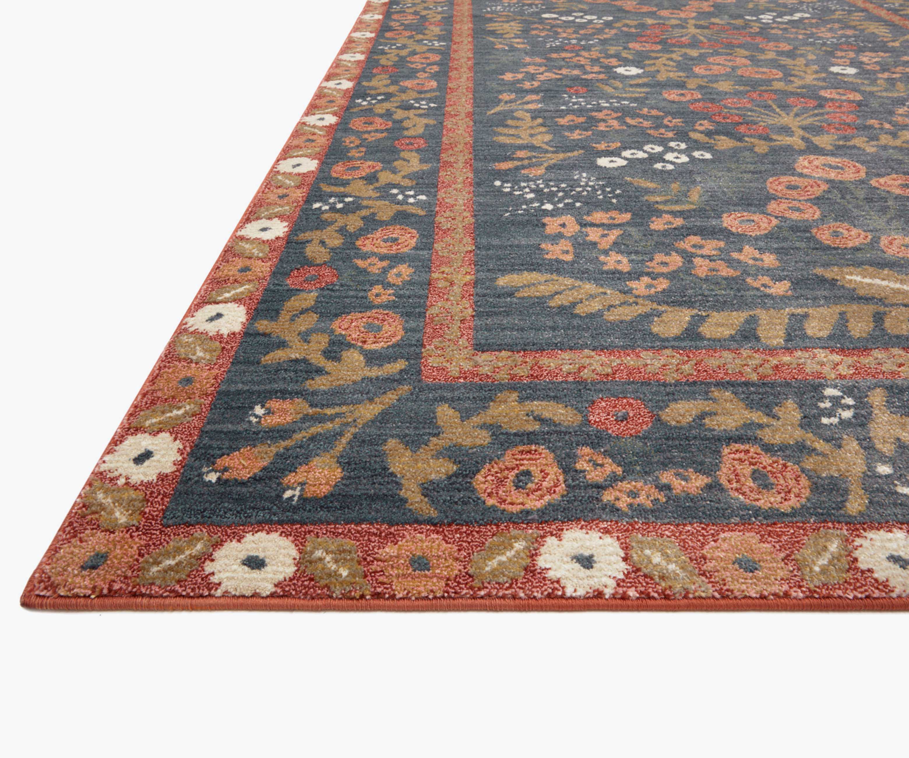 Fiore Florence Power Loomed Rug - Navy & Rust - Image 4