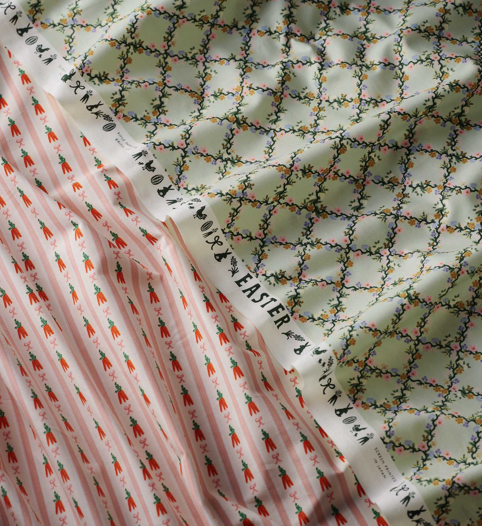 Floral Trellis Cotton Fabric - Green - Image 3