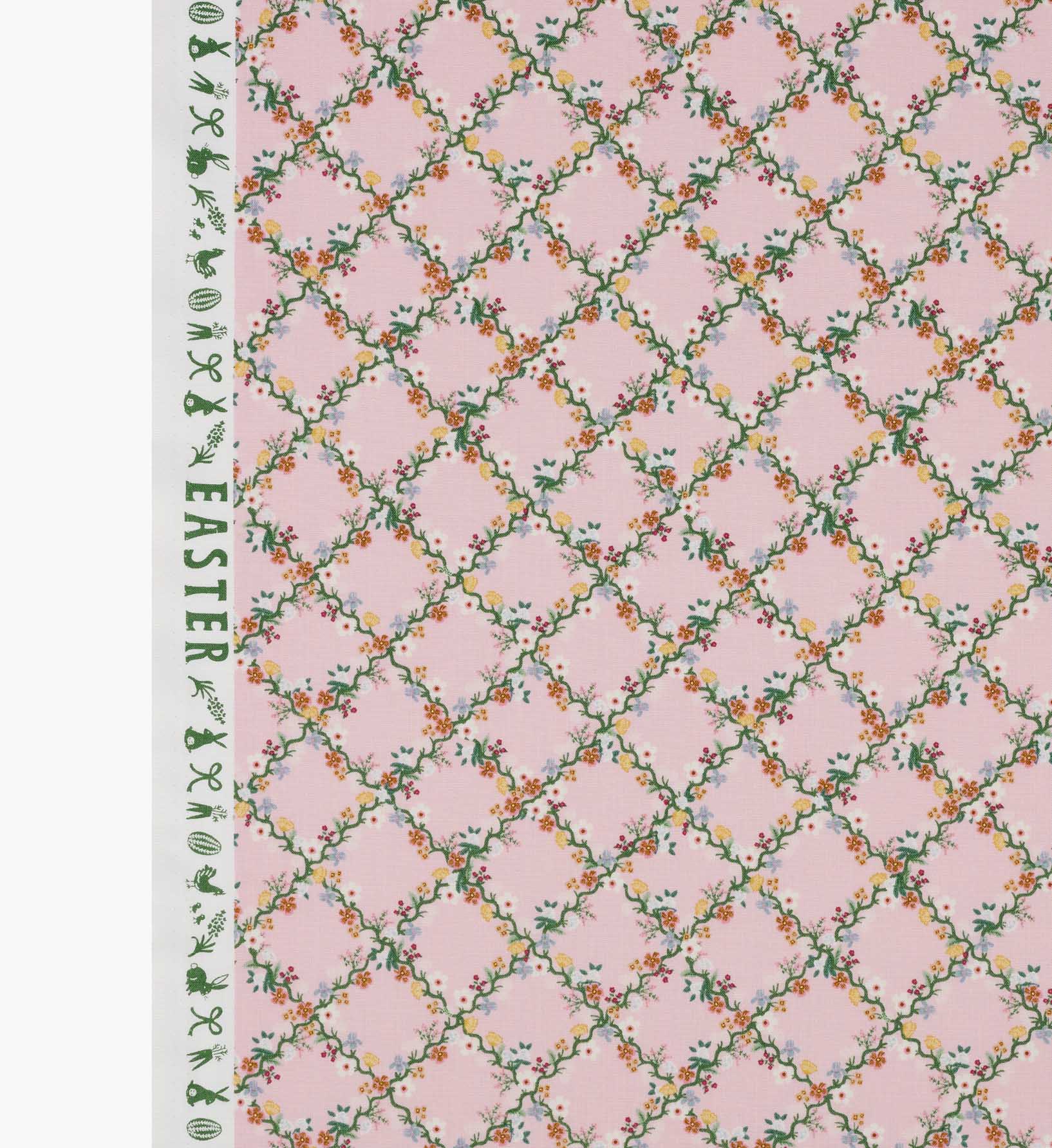 Floral Trellis Cotton Fabric - Pink - Image 4