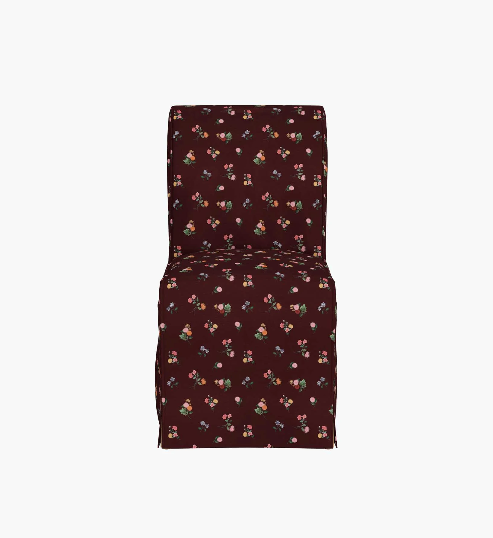 Frances Slipcover Dining Chair - Ditsy Dahlia Burgundy - Image 3