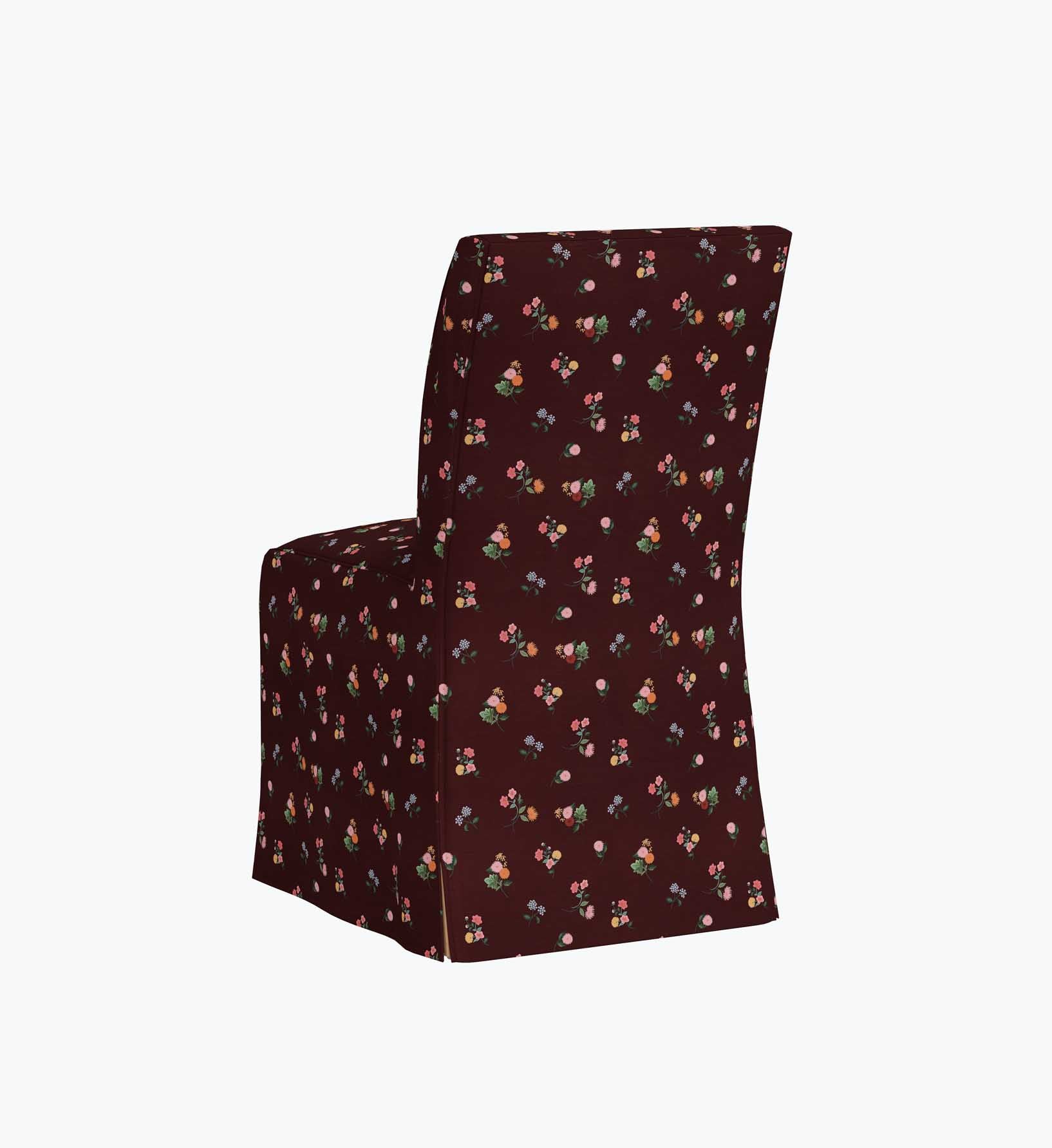Frances Slipcover Dining Chair - Ditsy Dahlia Burgundy - Image 5
