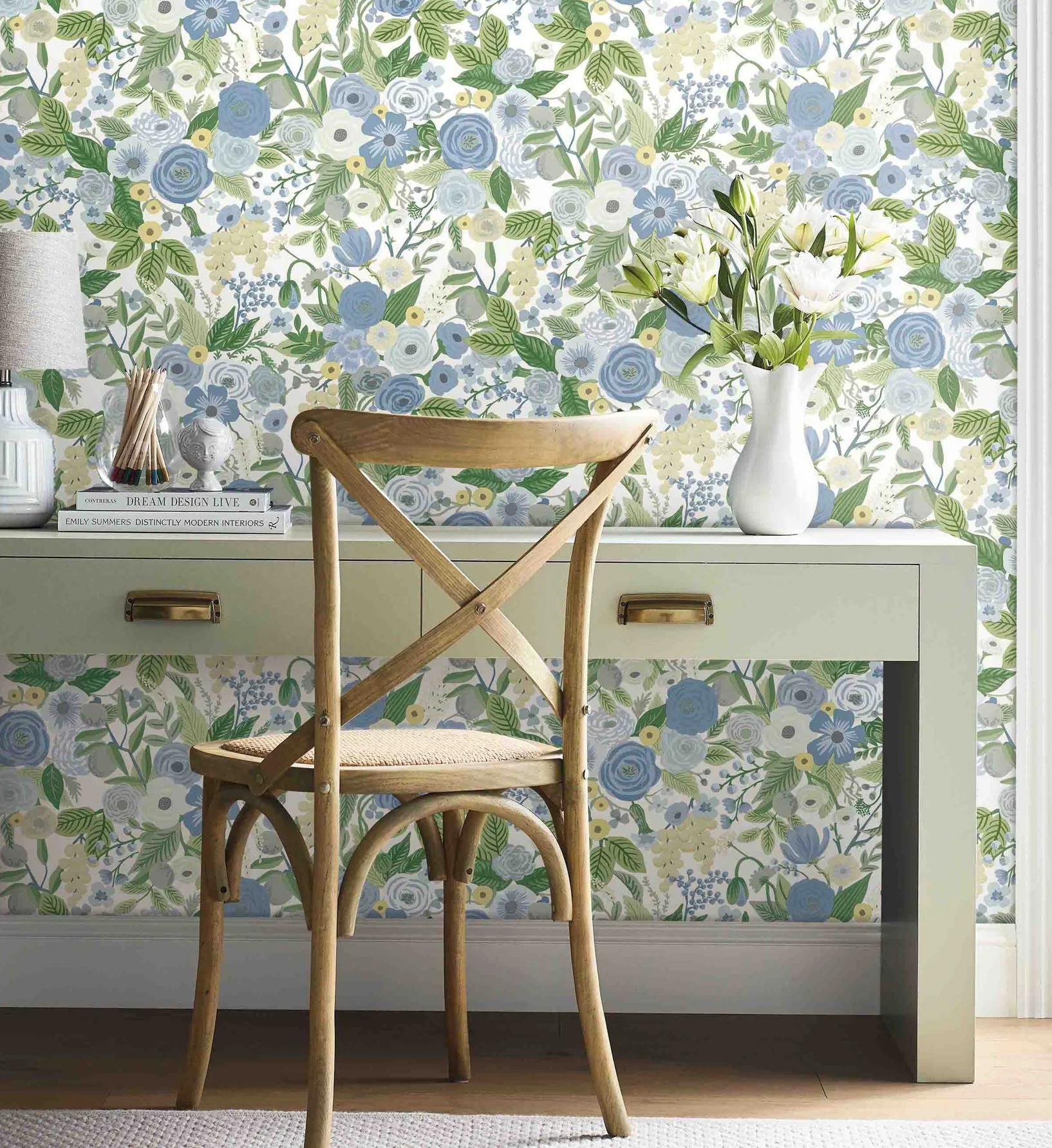 Garden Party Peel & Stick Wallpaper - Blue & Green - Image 2
