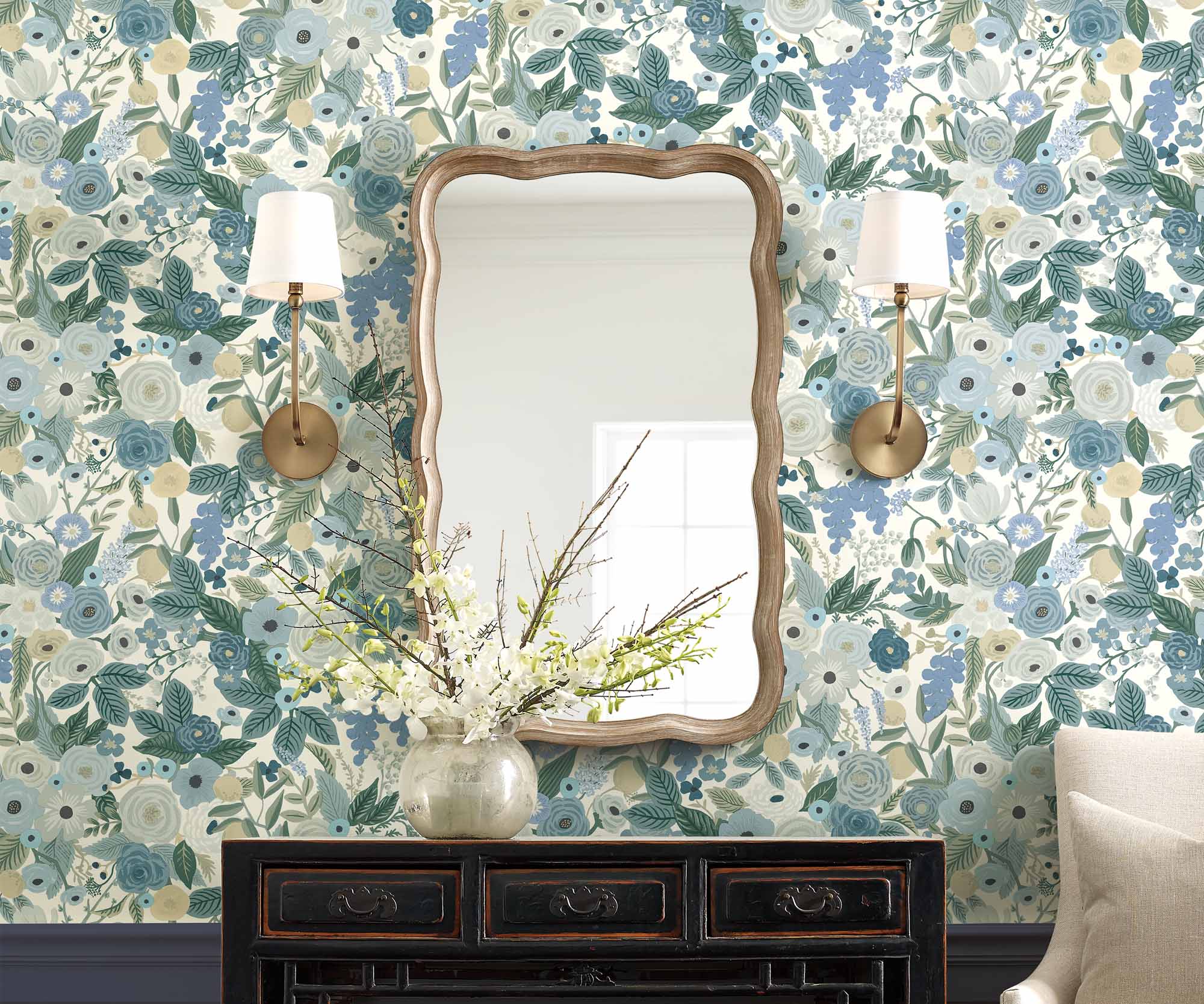 Garden Party Peel & Stick Wallpaper Sample - Indigo Multi - Image 2