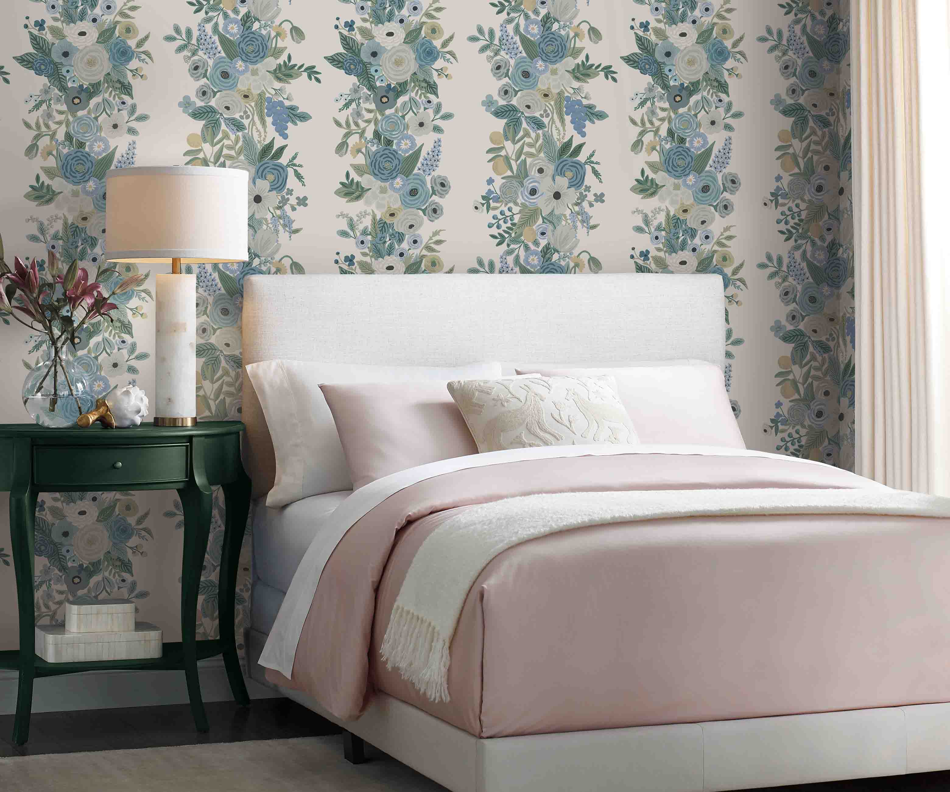Garden Party Trellis Wallpaper Sample - Indigo - Image 3