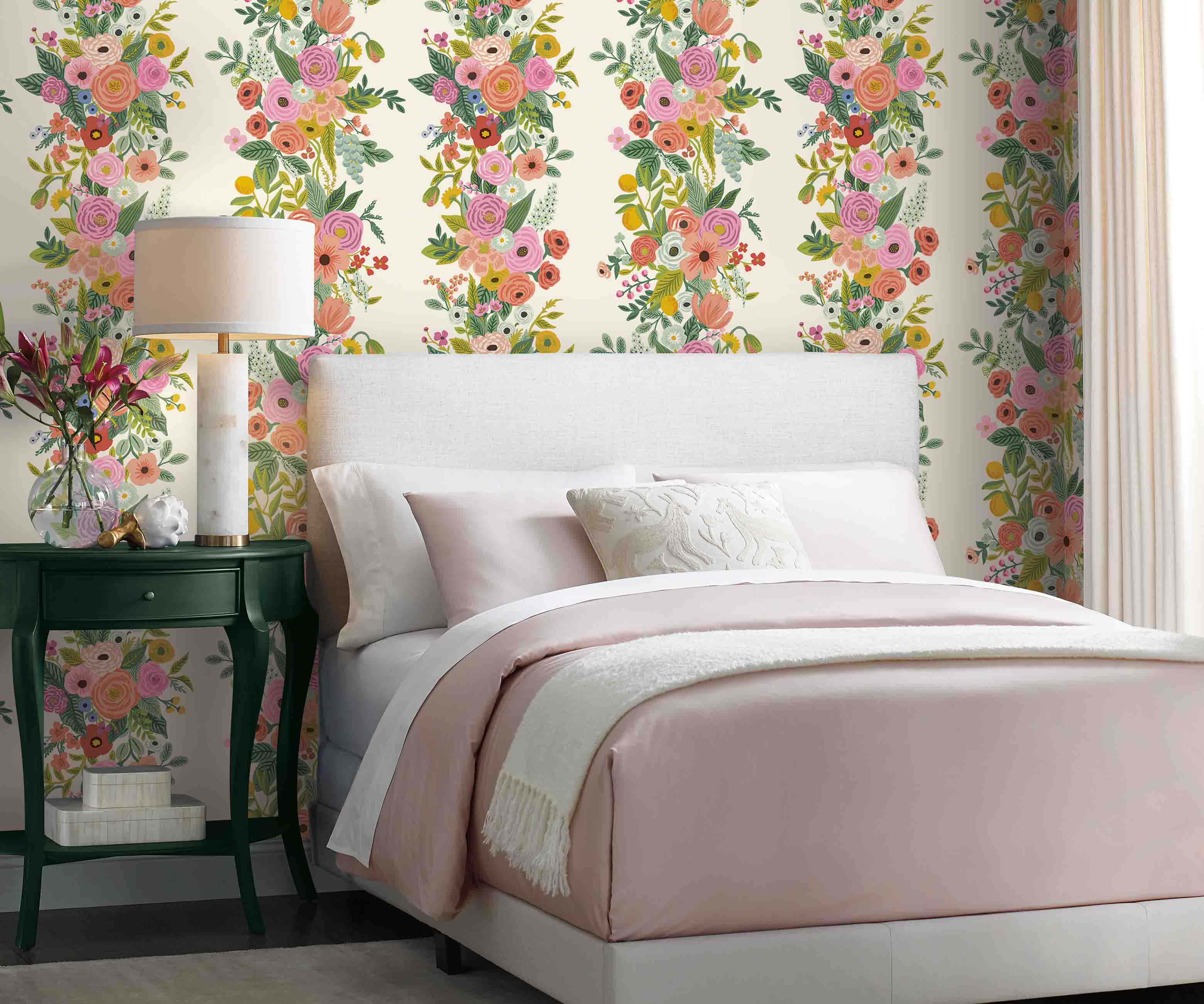 Garden Party Trellis Wallpaper Sample - Rose Multi - Image 3