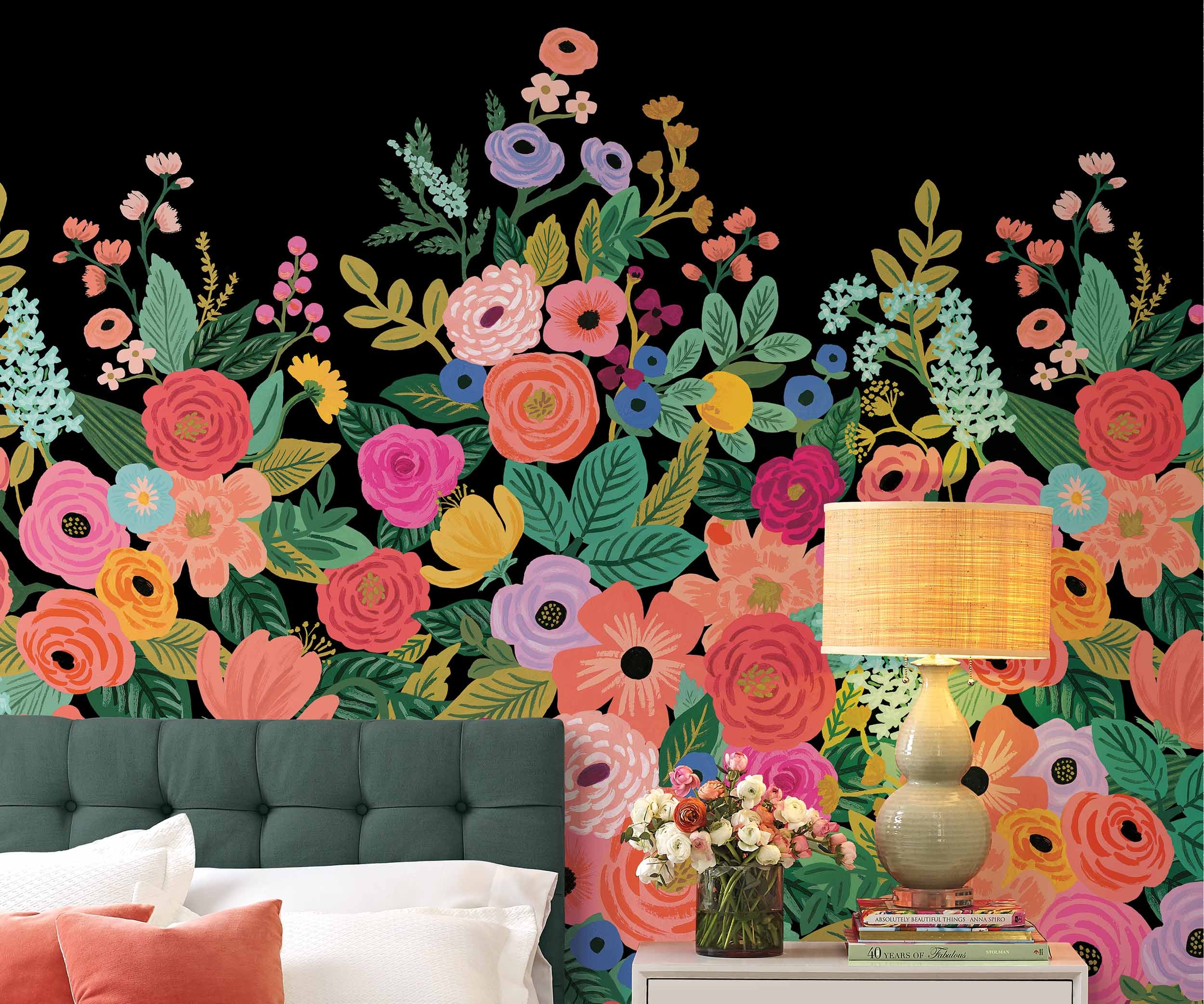 Garden Party Wallpaper Mural Sample - Black - Image 2