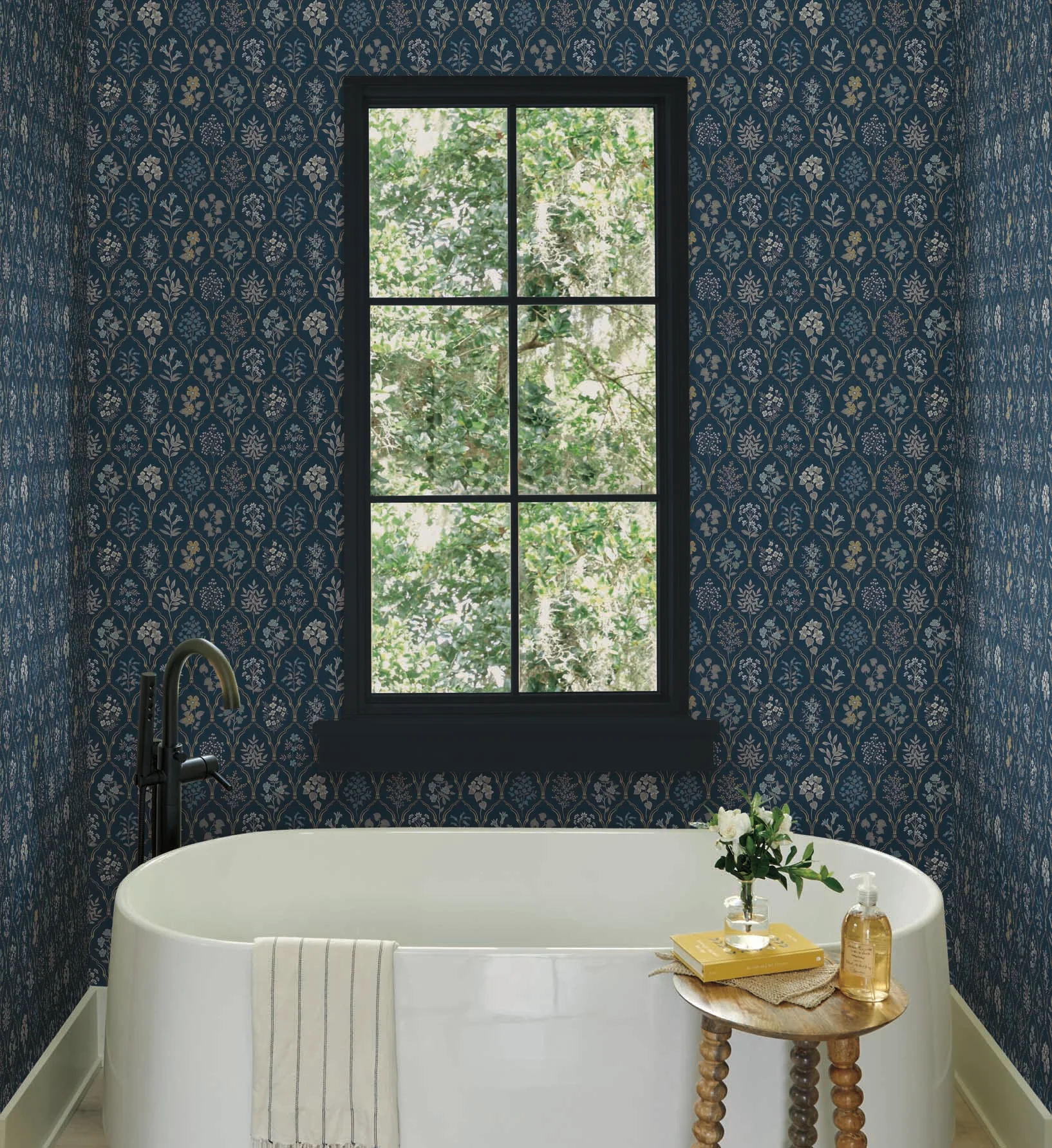 Hawthorne Wallpaper - Navy & Gold - Image 2