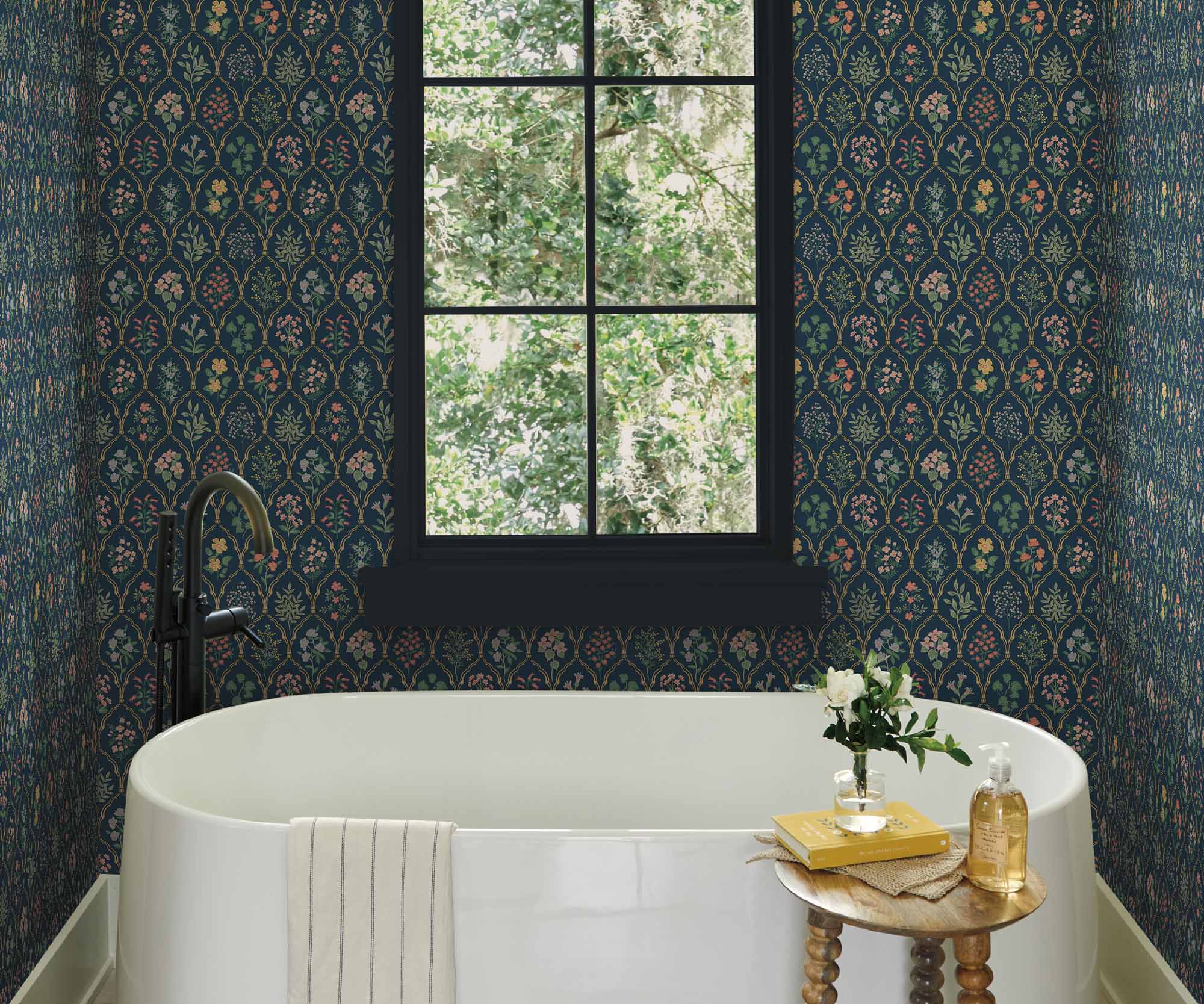 Hawthorne Wallpaper Sample - Navy Multi - Image 3