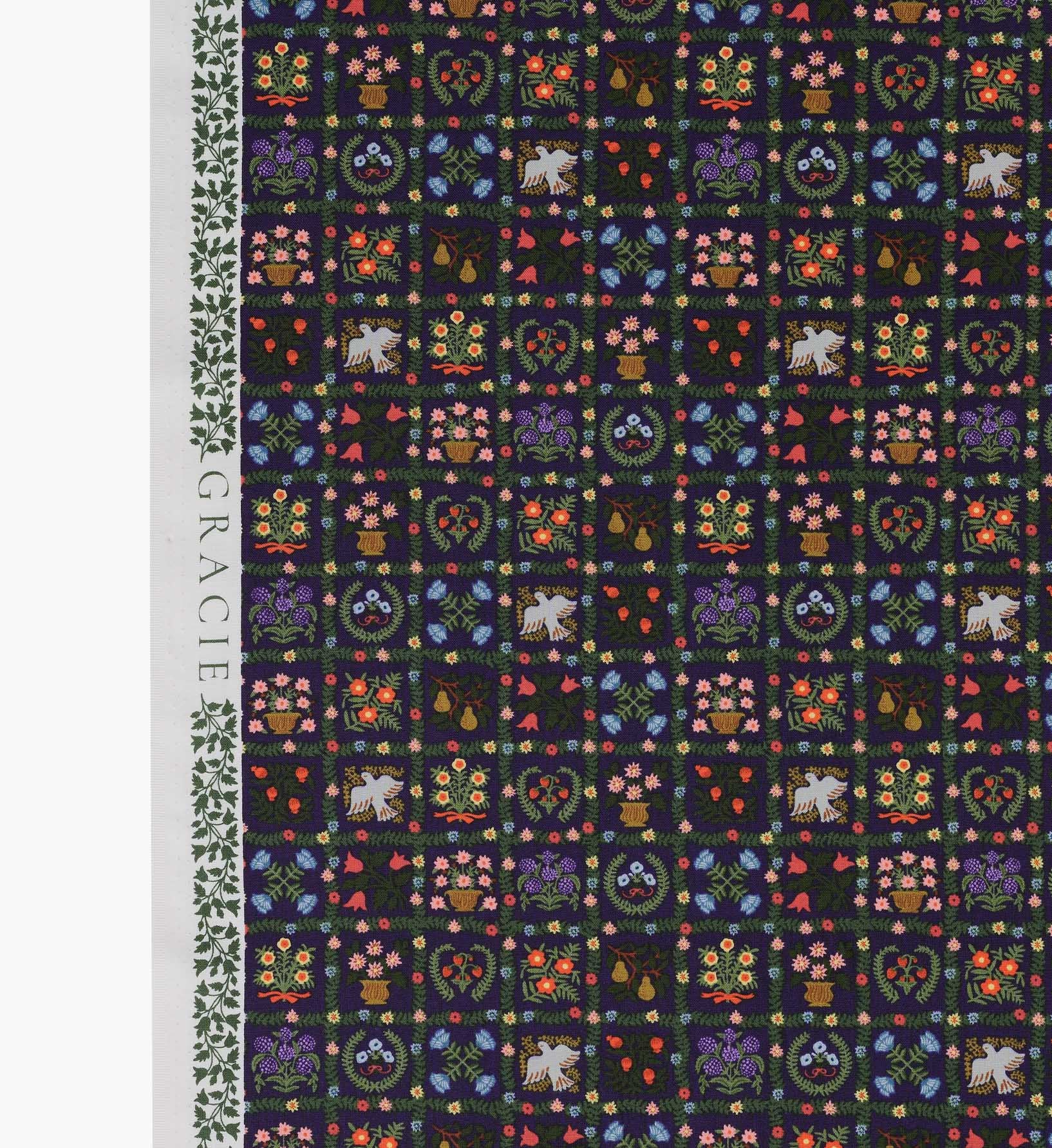 Helena Cotton Fabric - Navy - Image 3