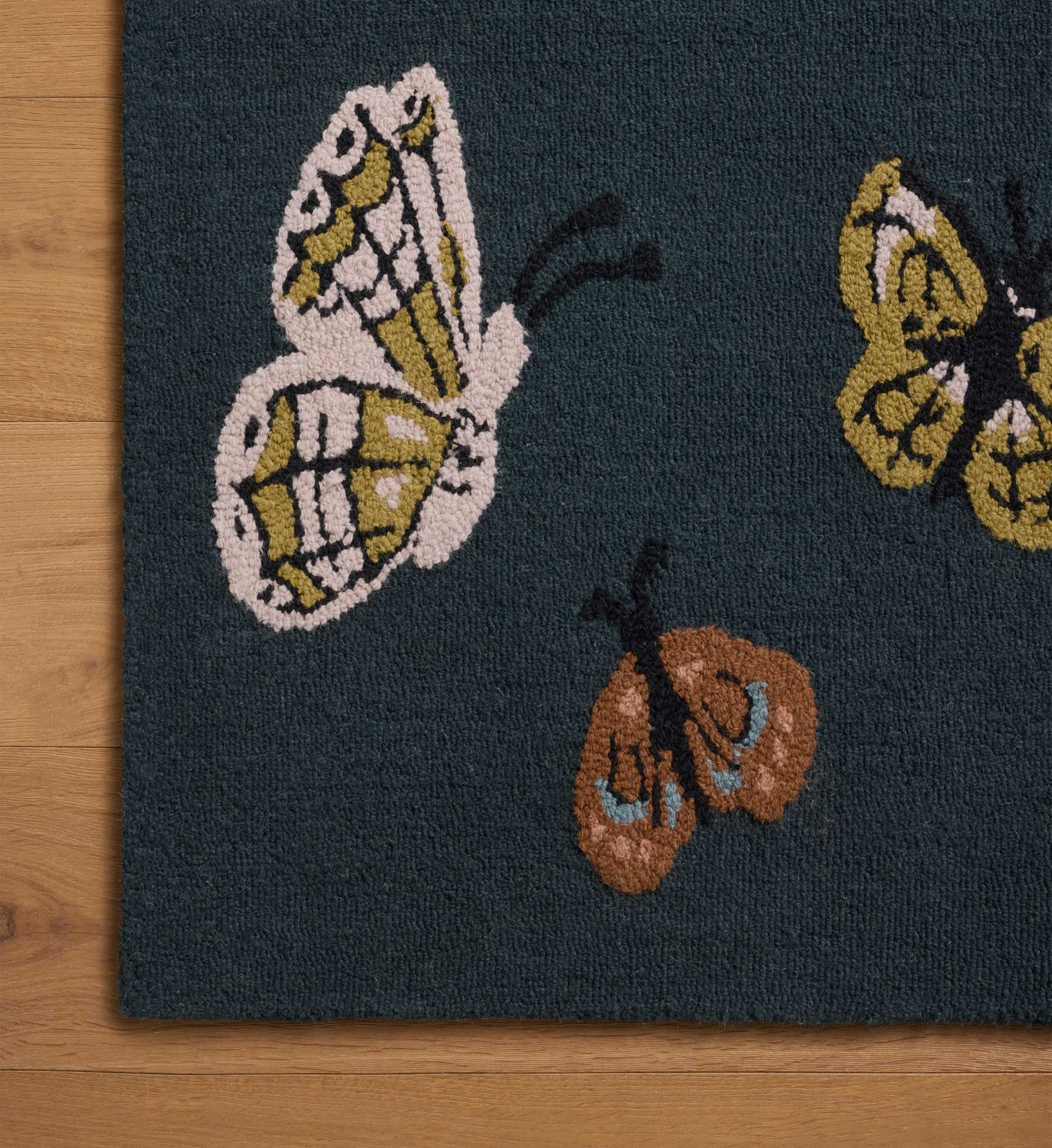 Highgrove Butterfly House Wool Hooked Rug - Charcoal - Image 2