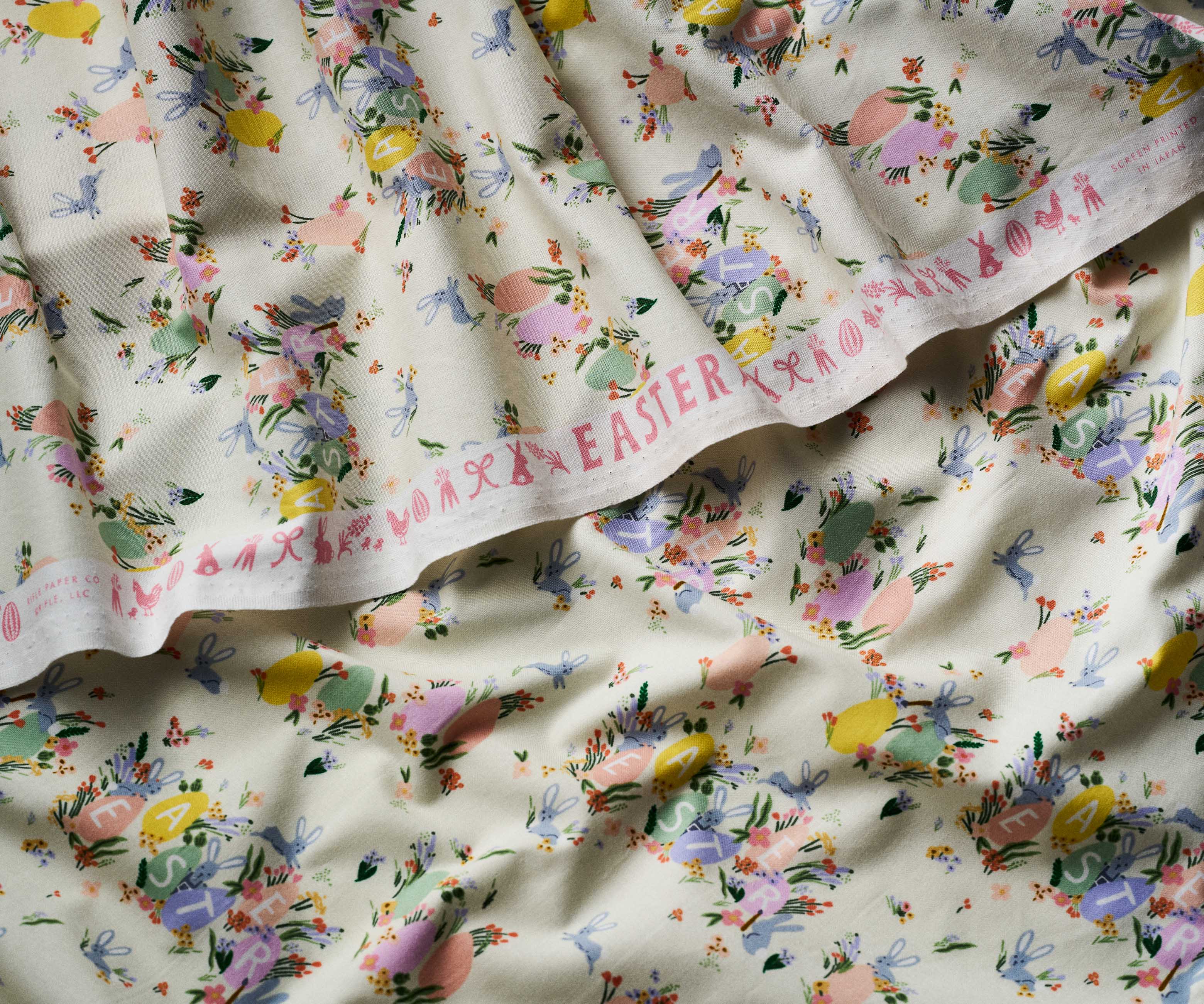 Hoppy Easter Cotton Fabric - Cream - Image 2