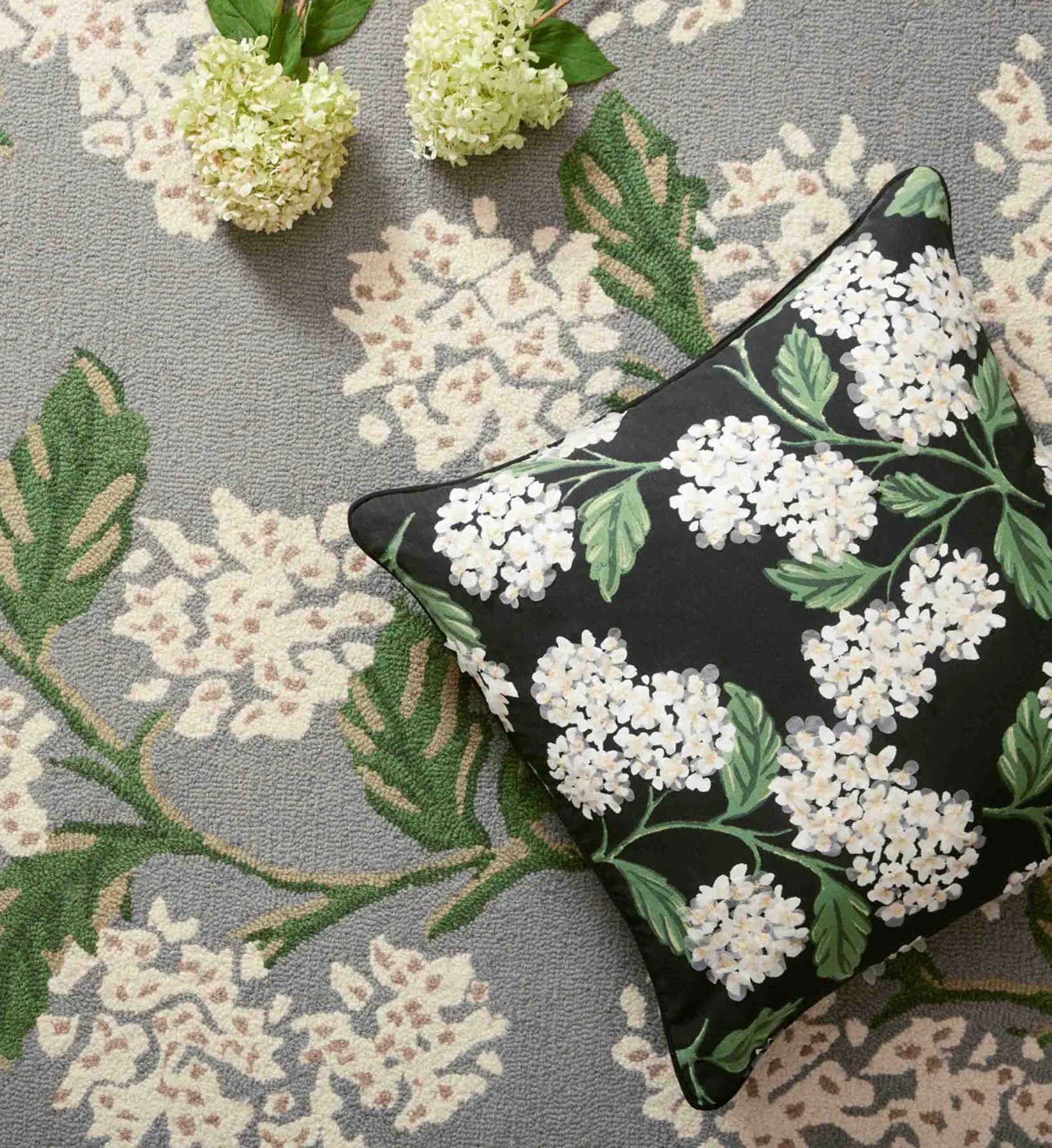 Hydrangea Embellished Pillow - Black - Image 2