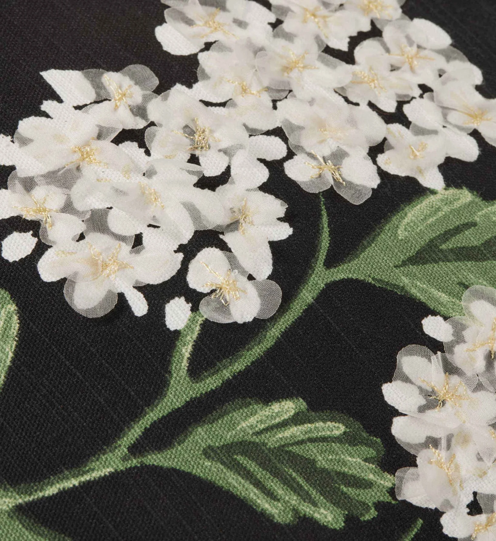 Hydrangea Embellished Pillow - Black - Image 3