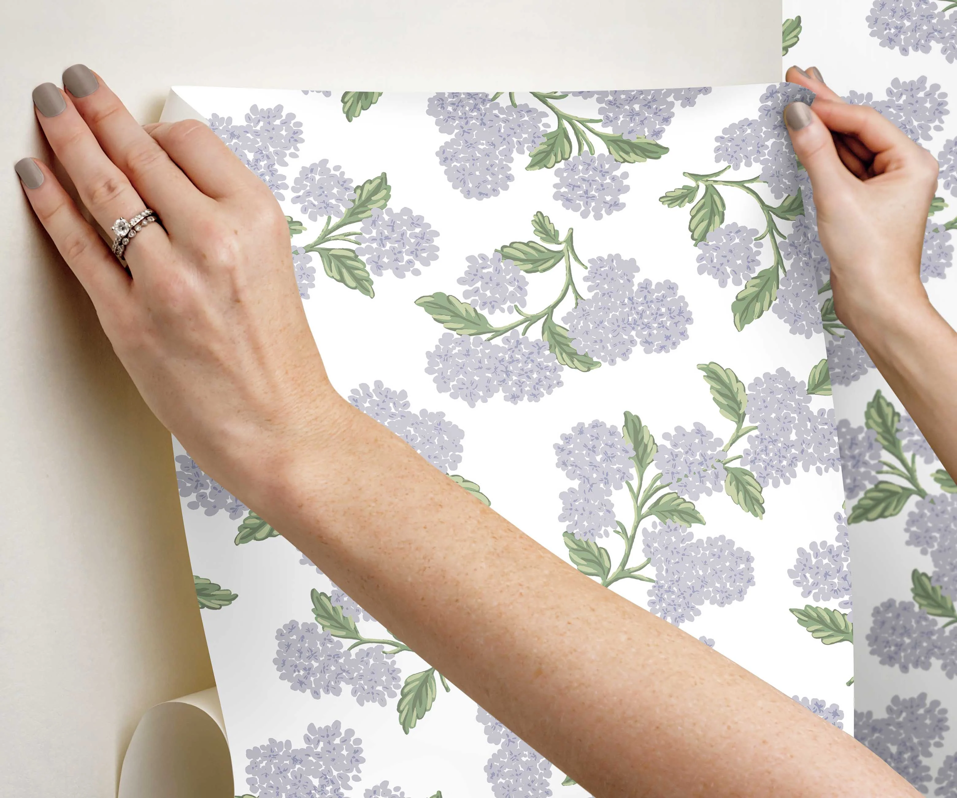 Hydrangea Peel & Stick Wallpaper - Lilac & White - Image 4