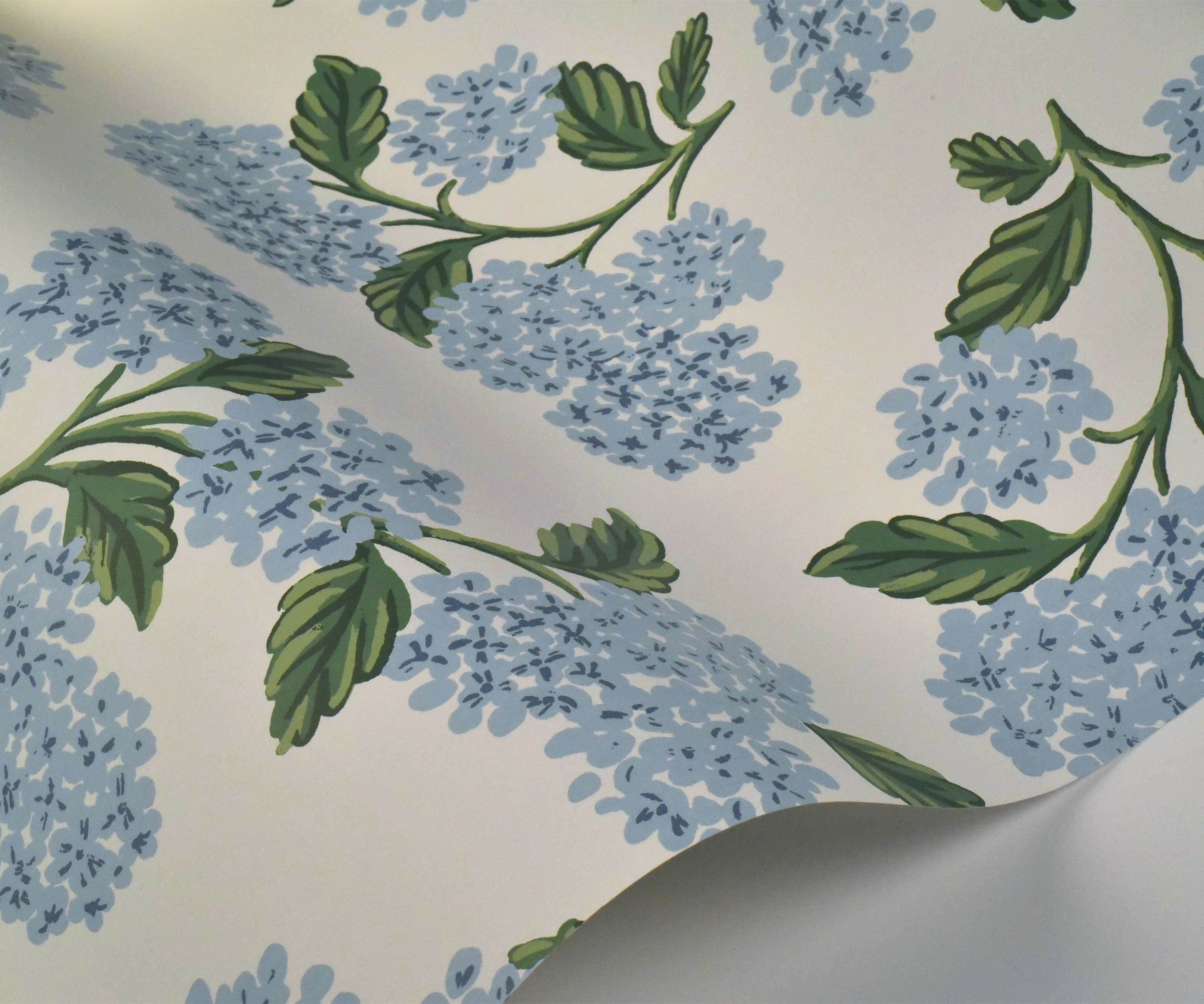 Hydrangea Wallpaper Sample - Blue & White - Image 2