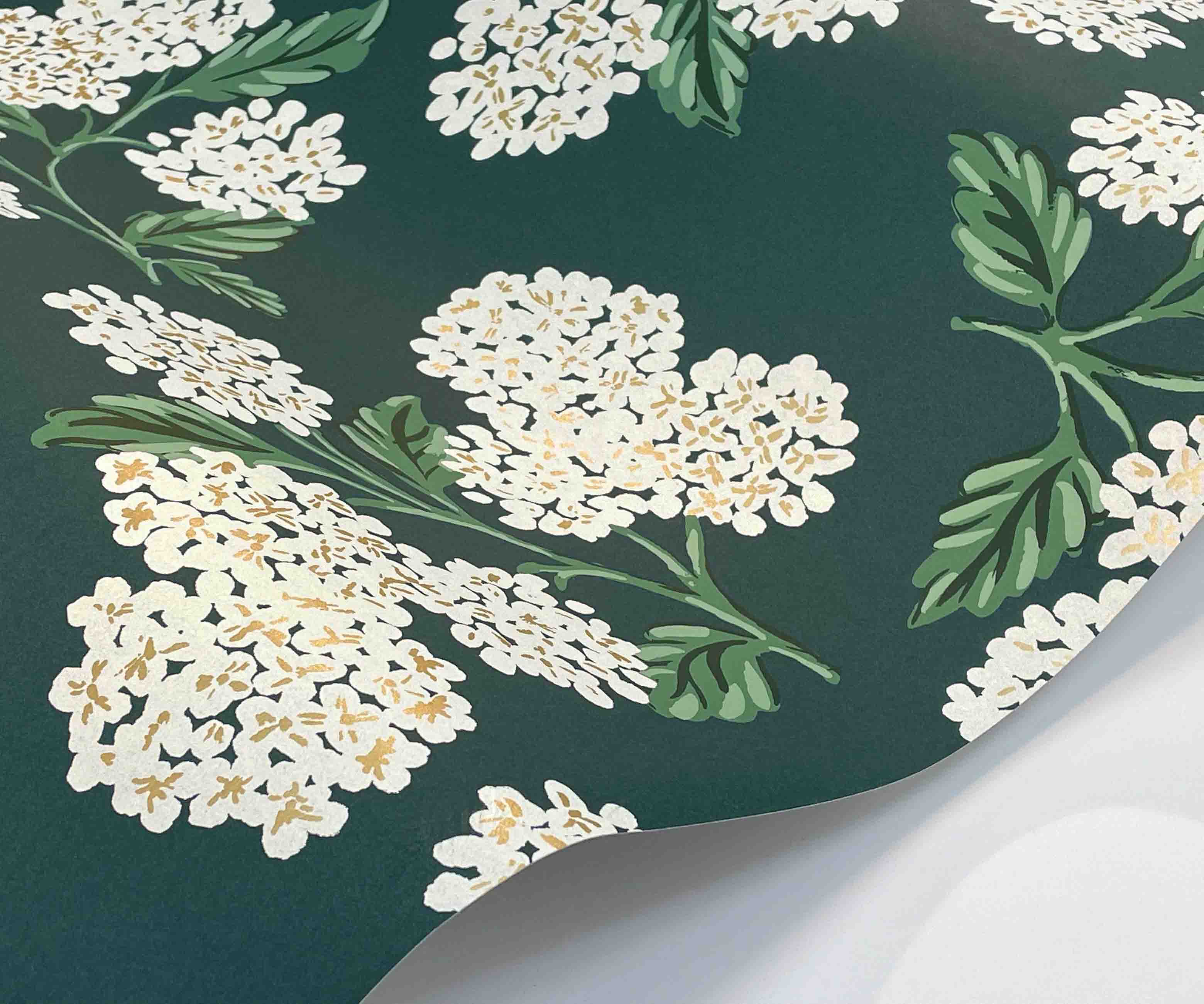 Hydrangea Wallpaper Sample - Teal - Image 2