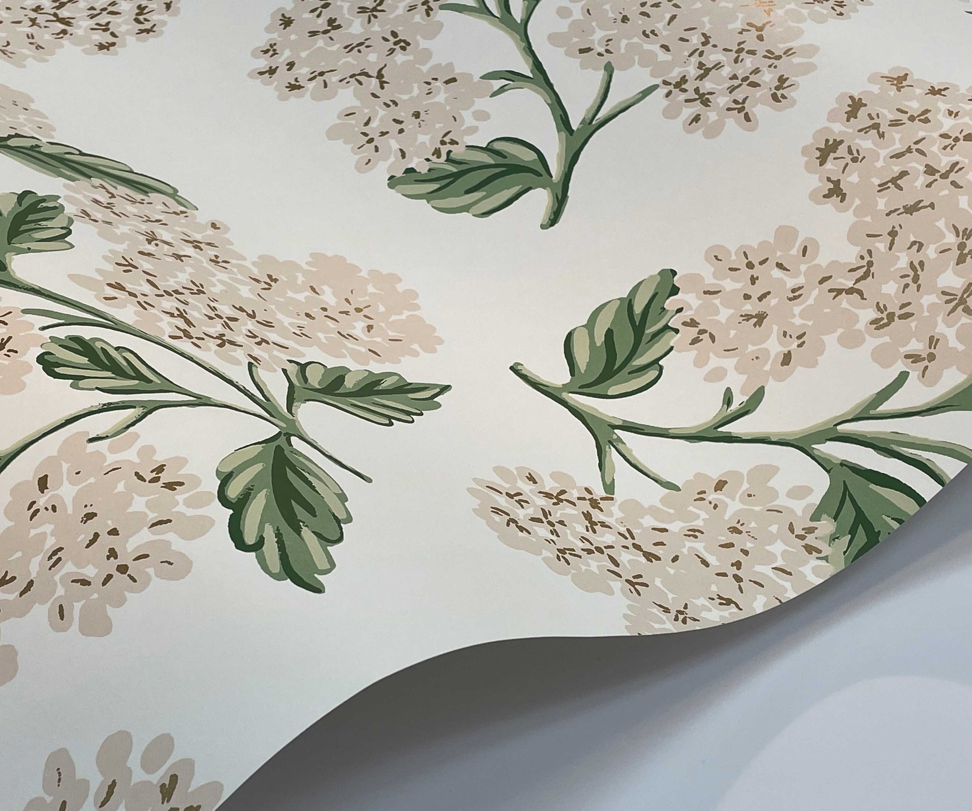 Hydrangea Wallpaper Sample - White & Blush - Image 2