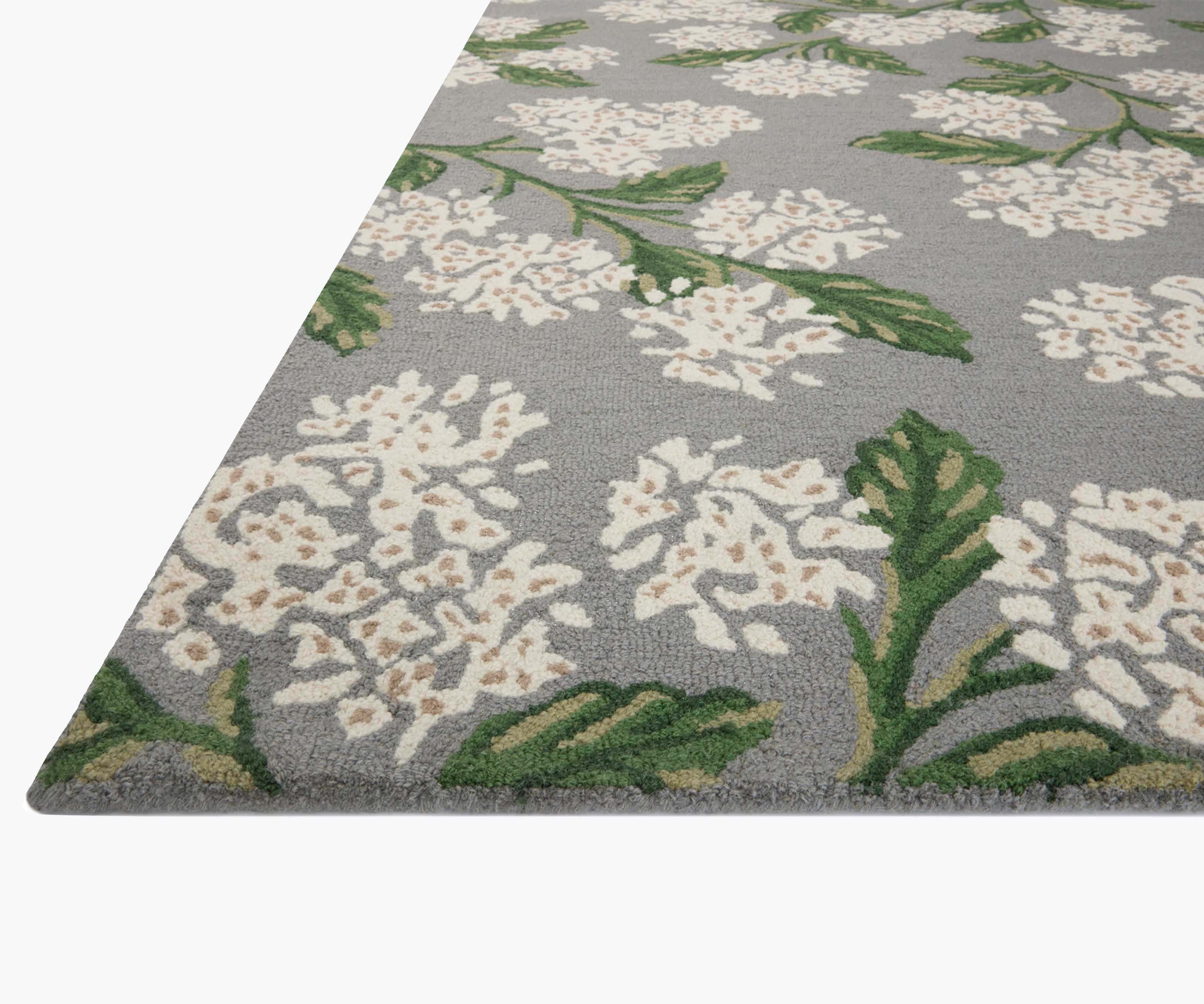 Joie Hydrangea Wool-Hooked Rug - Grey - Image 4