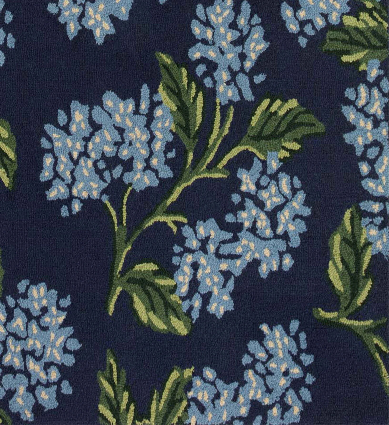 Joie Hydrangea Wool-Hooked Rug - Navy - Image 2