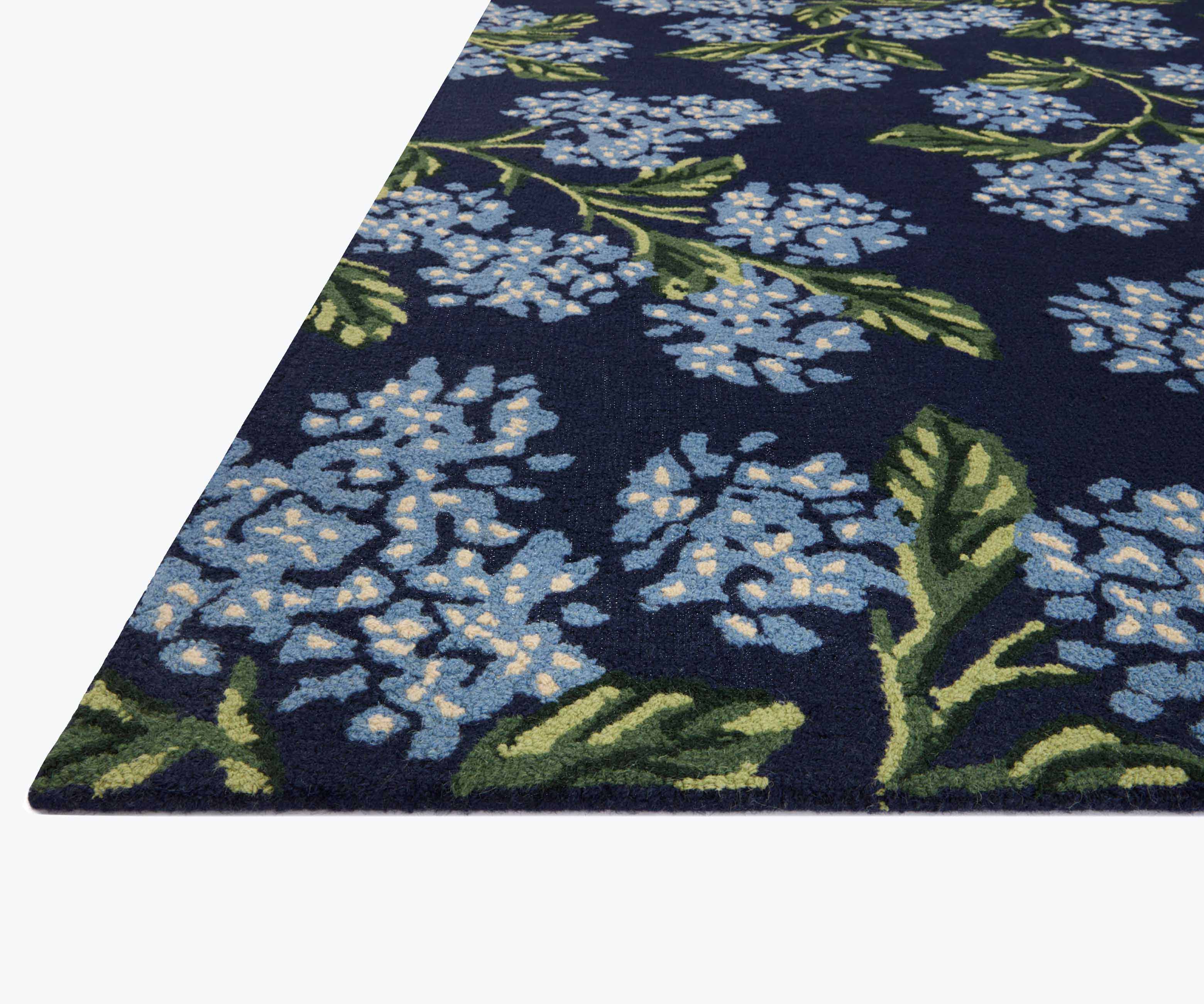 Joie Hydrangea Wool-Hooked Rug - Navy - Image 3