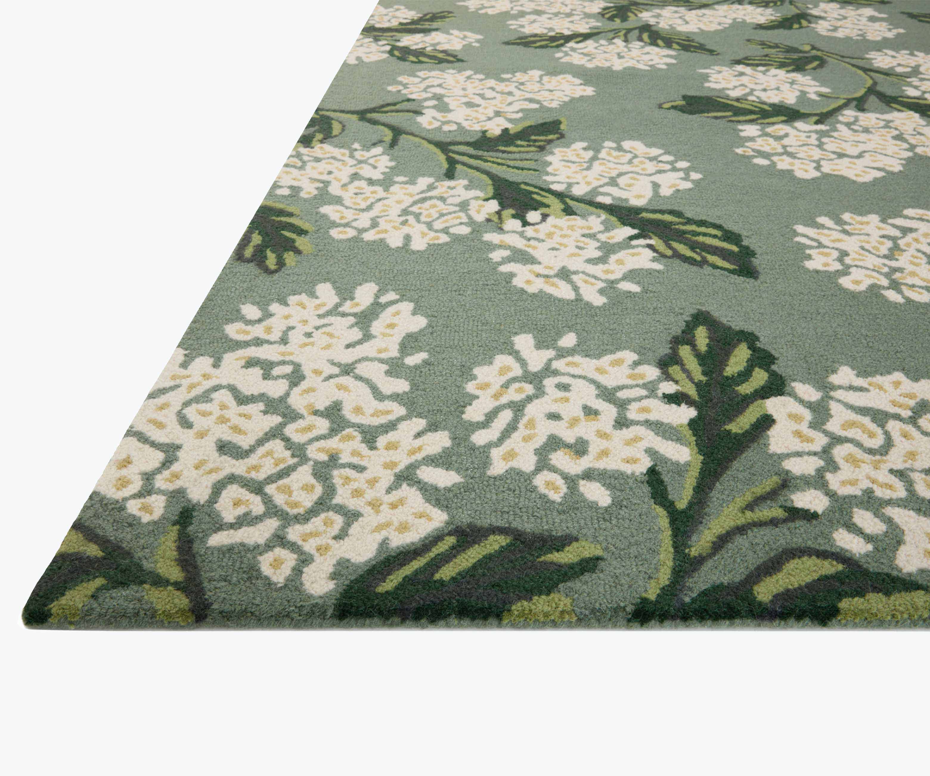 Joie Hydrangea Wool-Hooked Rug - Sage - Image 3