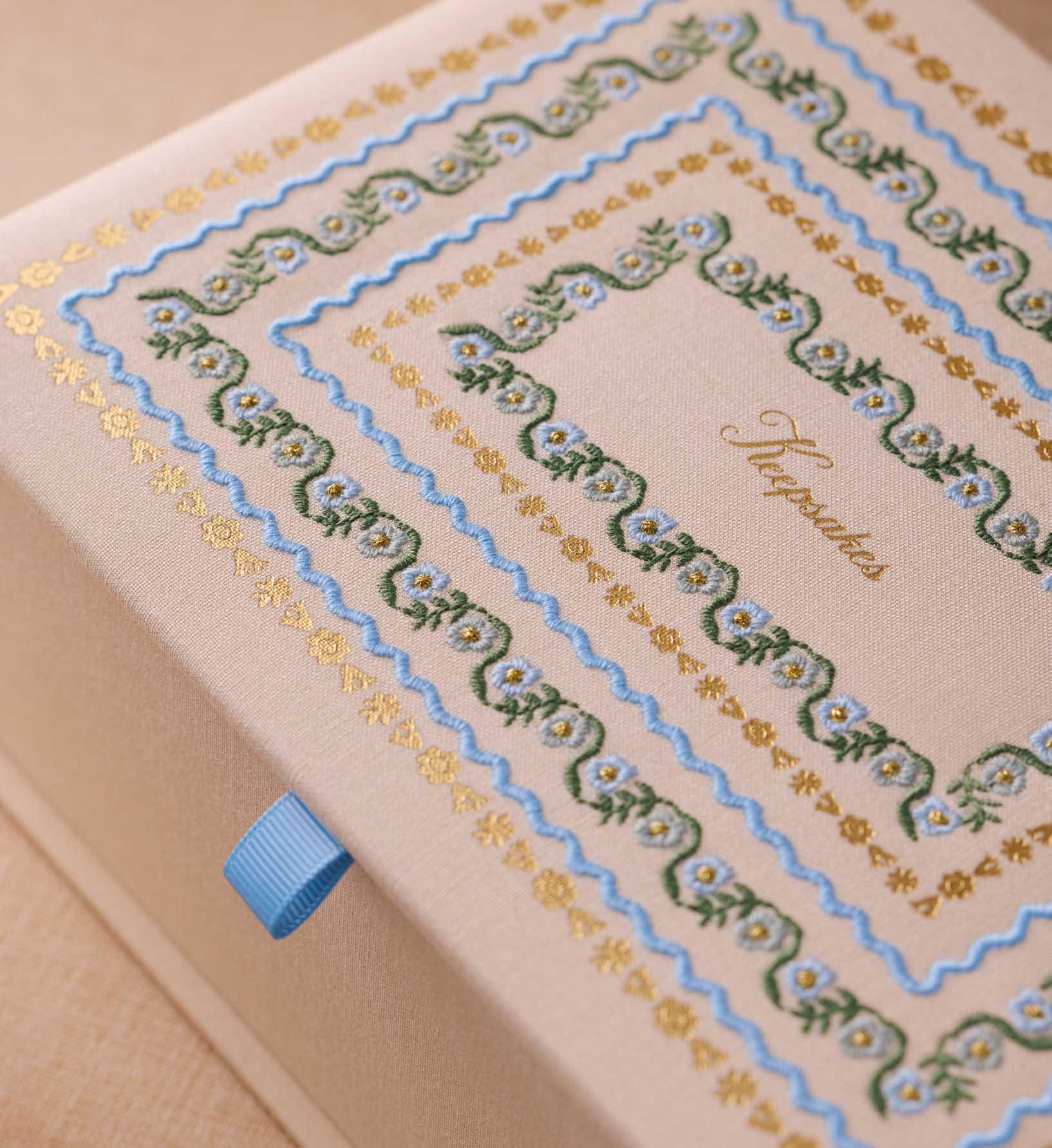 Large Embroidered Keepsake Box - Delphine - Image 2