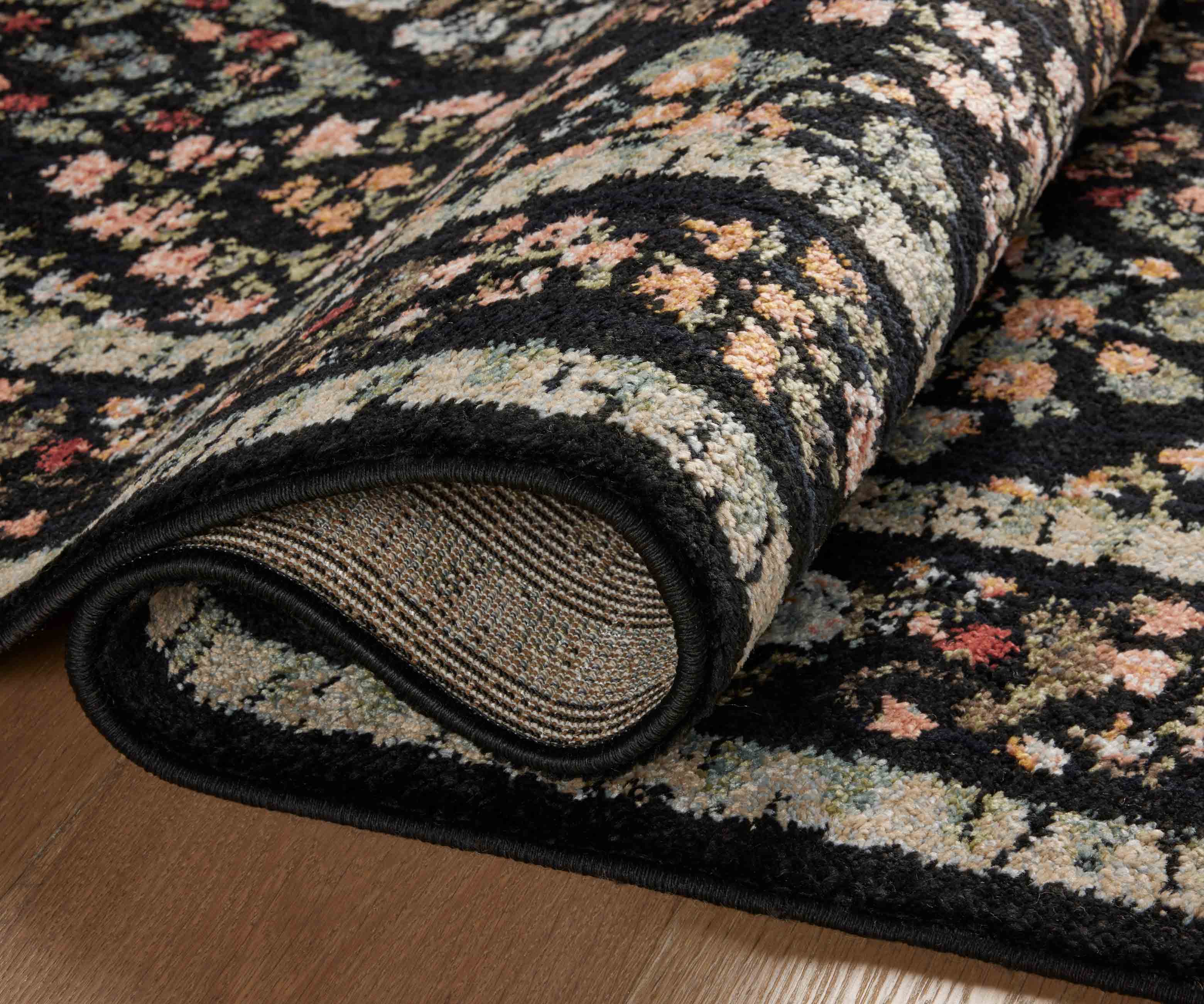 Laurel Parquet Power Loomed Rug - Black - Image 3