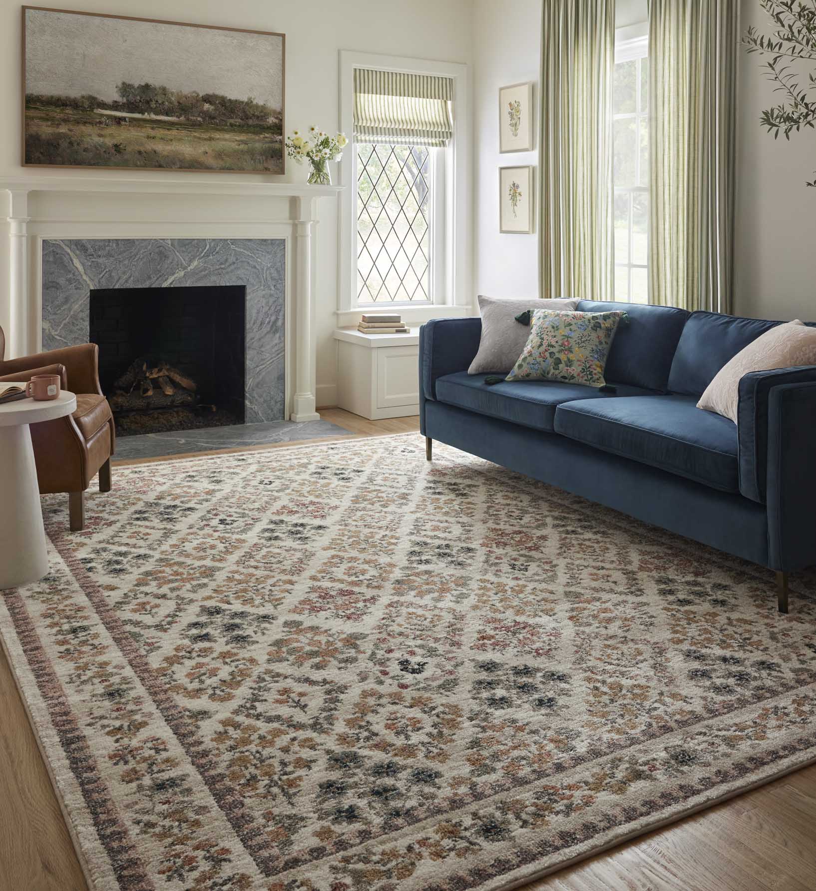 Laurel Parquet Power Loomed Rug - Cream - Image 2