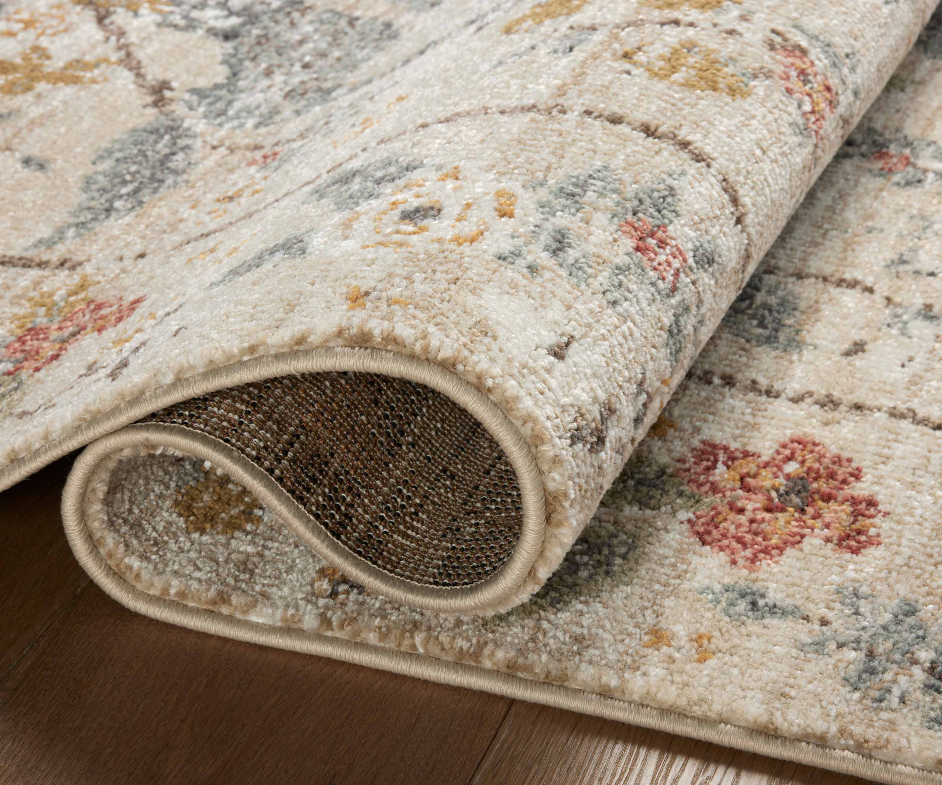 Laurel Peacock Garden Power Loomed Rug - Cream - Image 3