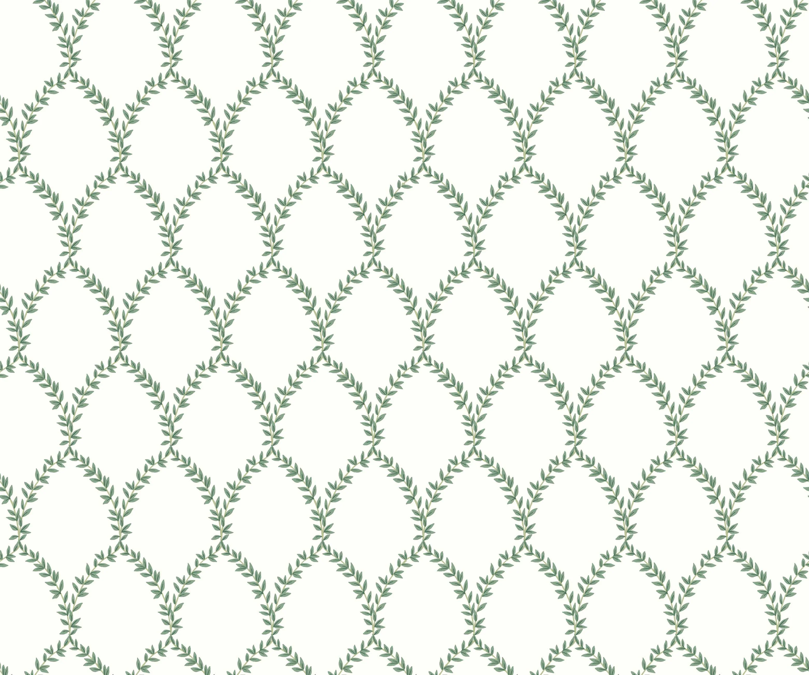 Laurel Wallpaper - Green & White - Image 3