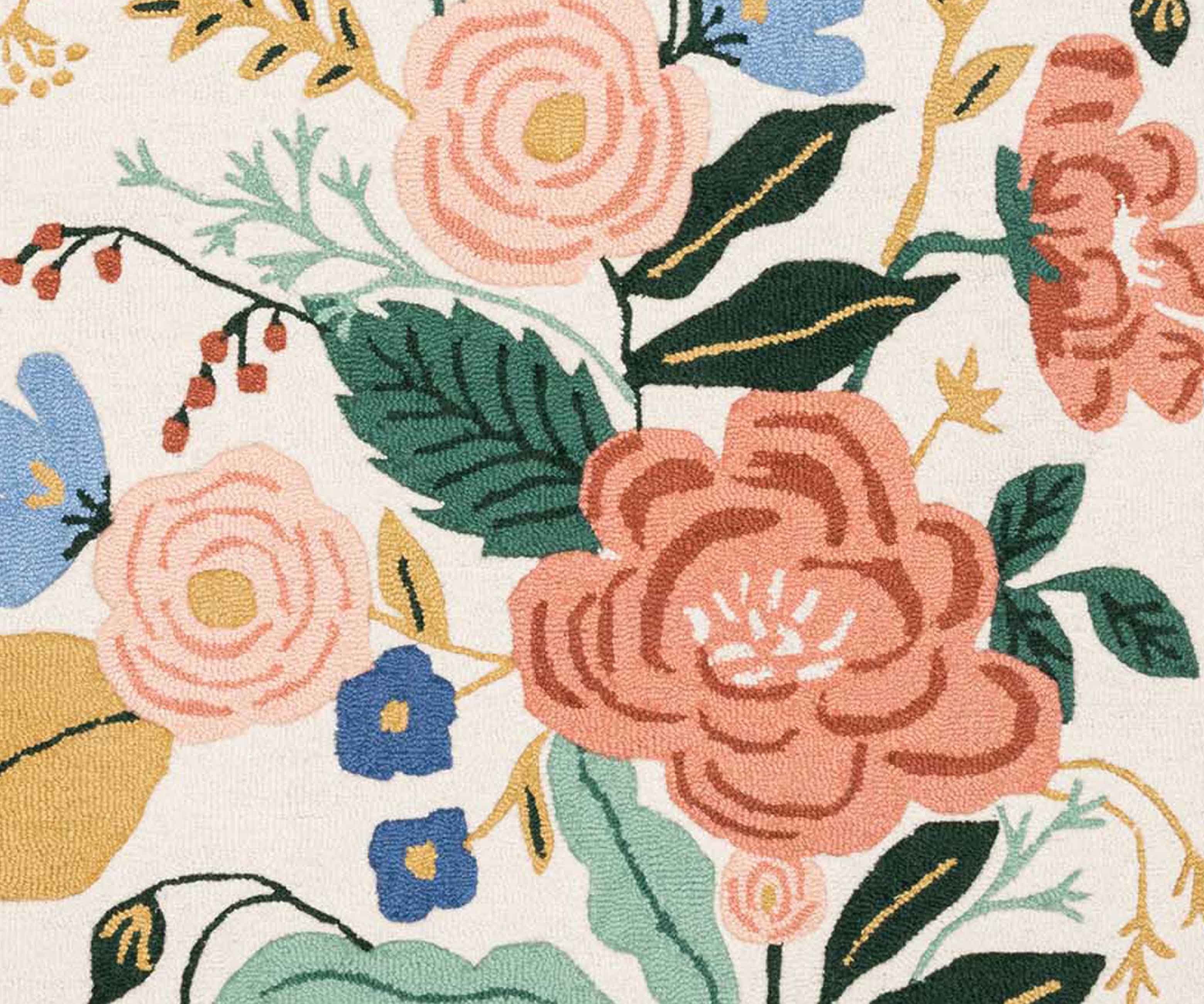 Les Fleurs Floral Vines Wool-Hooked Rug - Ivory - Image 4