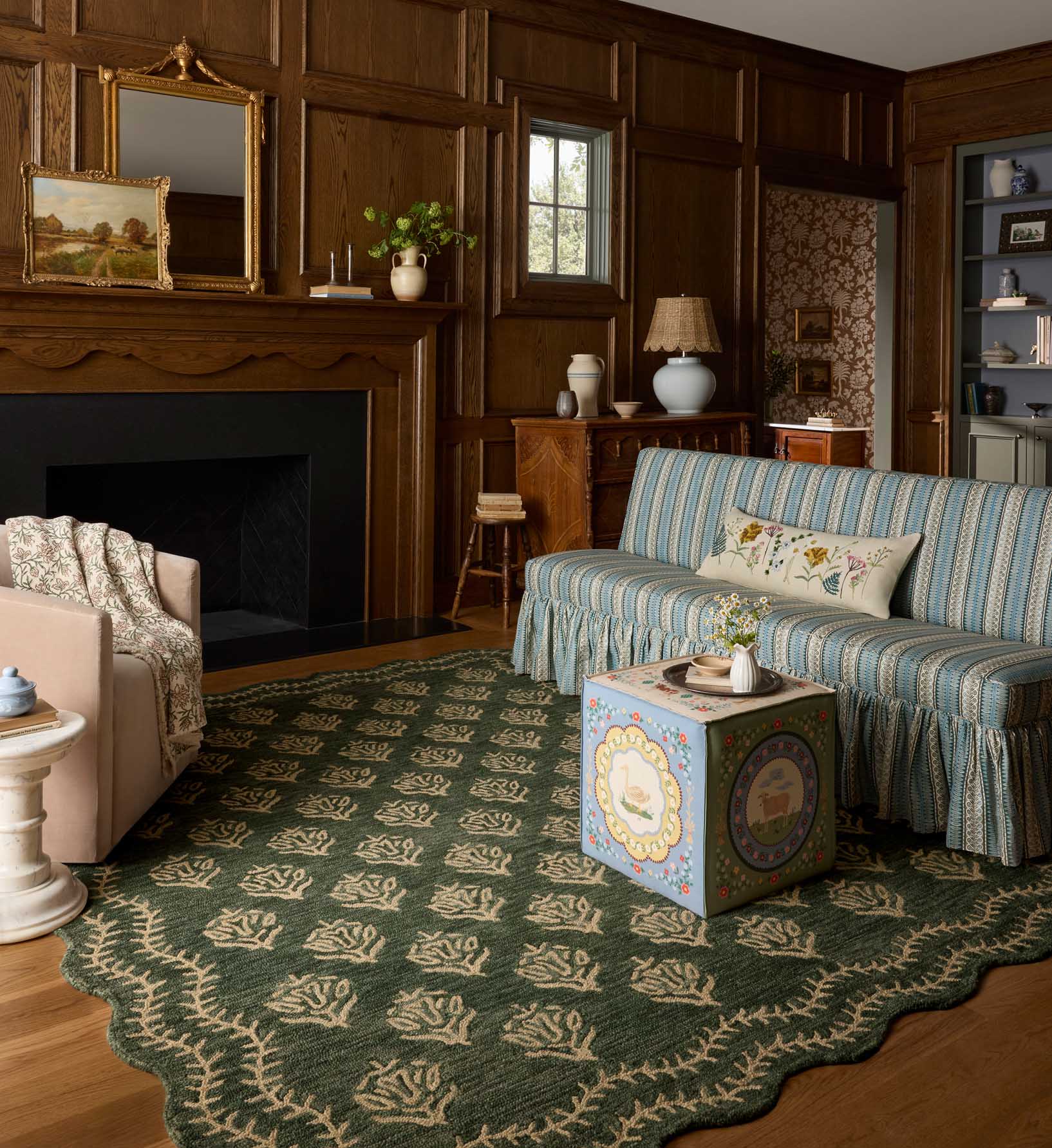 Lisette Wool Hooked Rug - Forest & Oatmeal - Image 2