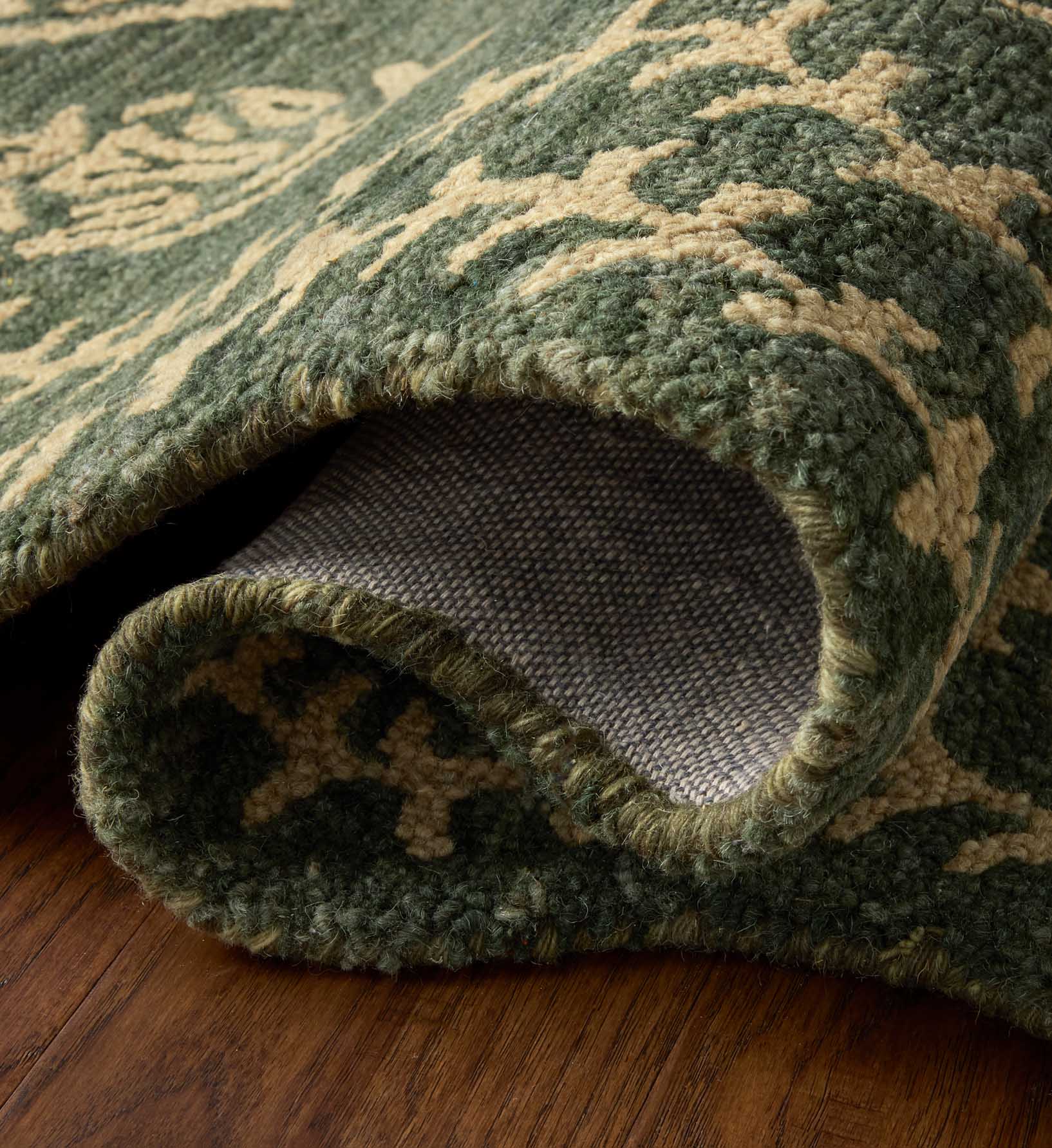 Lisette Wool Hooked Rug - Forest & Oatmeal - Image 4