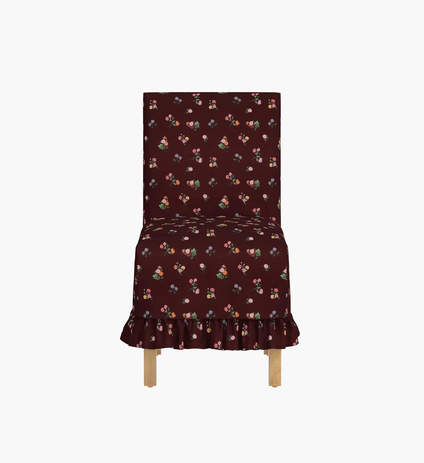 Louise Slipcover Dining Chair - Ditsy Dahlia Burgundy - Image 2