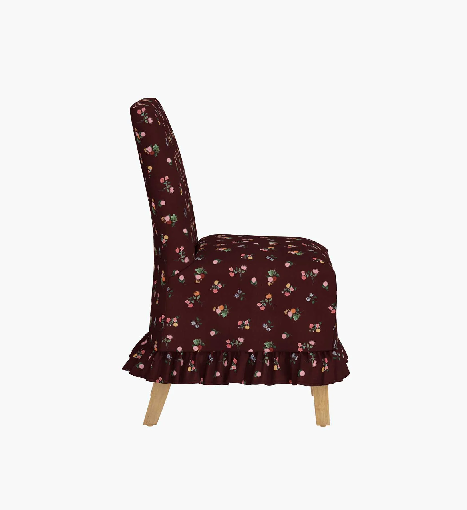 Louise Slipcover Dining Chair - Ditsy Dahlia Burgundy - Image 3