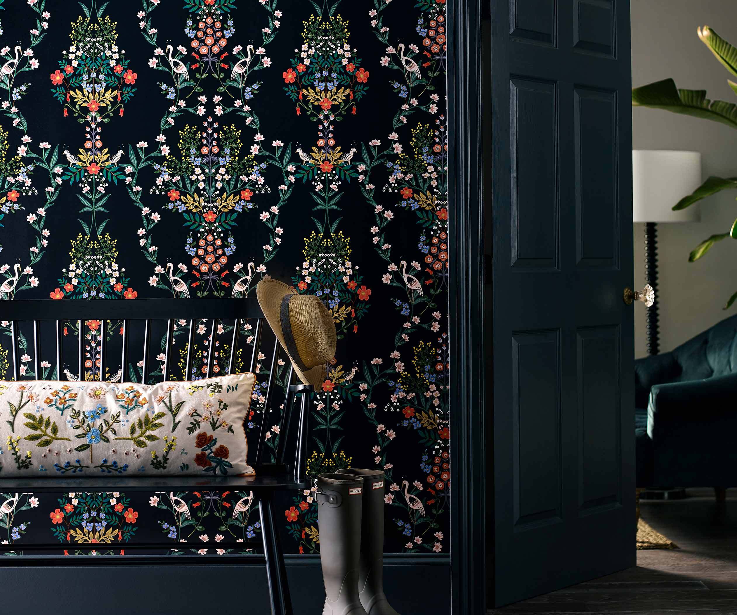 Luxembourg Peel & Stick Wallpaper Sample - Black Multi - Image 2