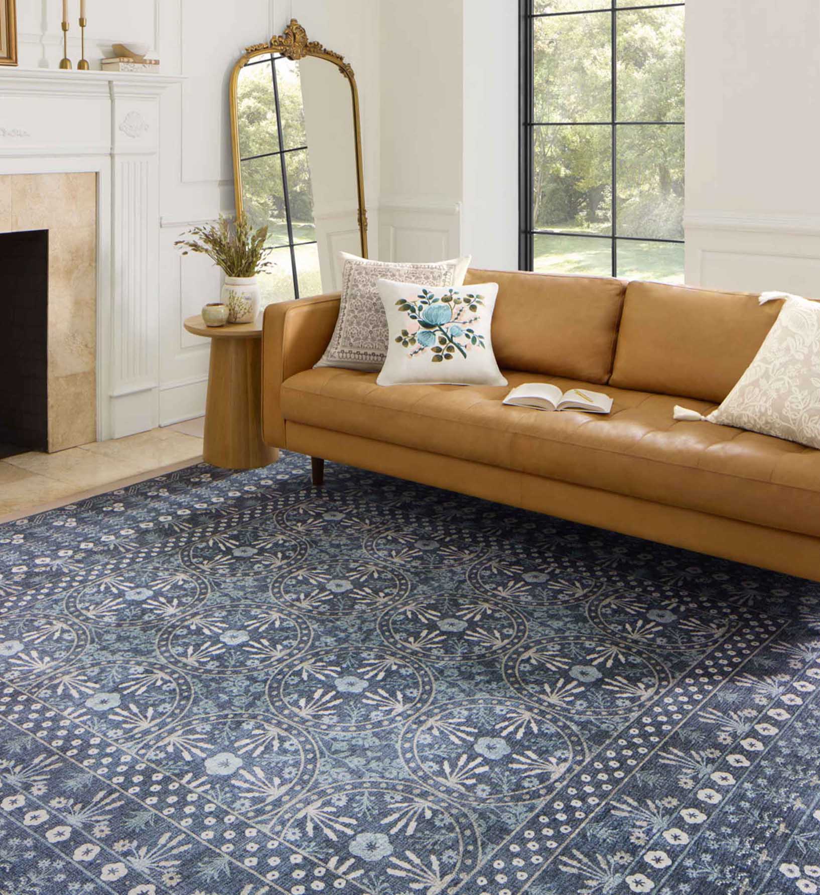 Maison Rosette Power Loomed Rug - Blue - Image 2