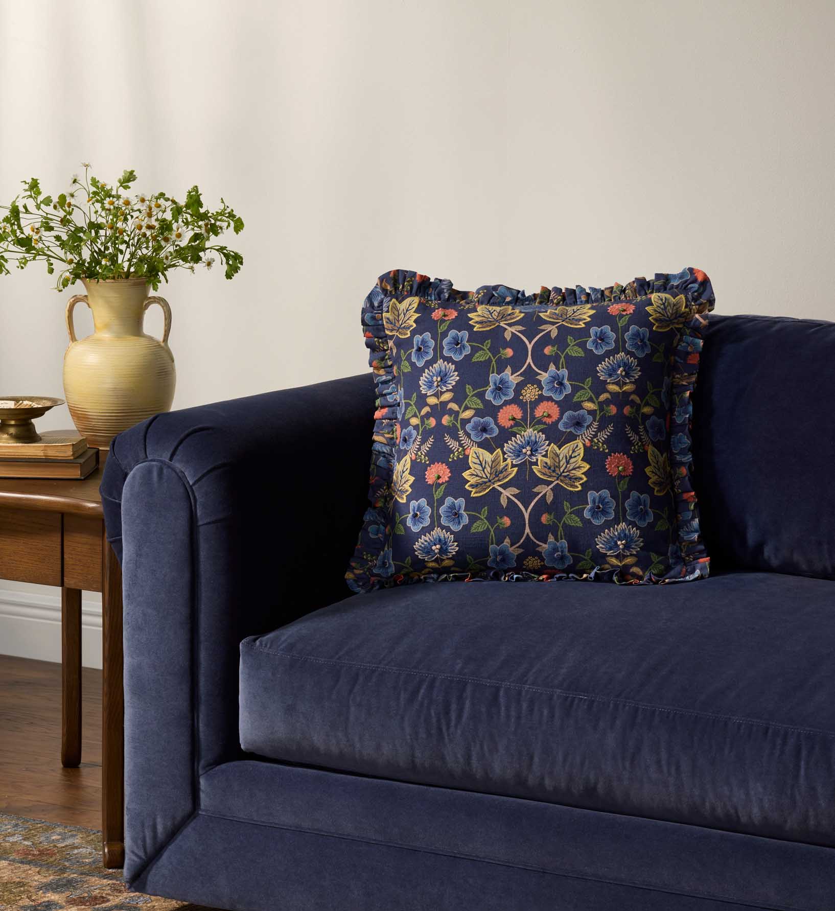 Maple Embroidered Pillow - Blue - Image 2