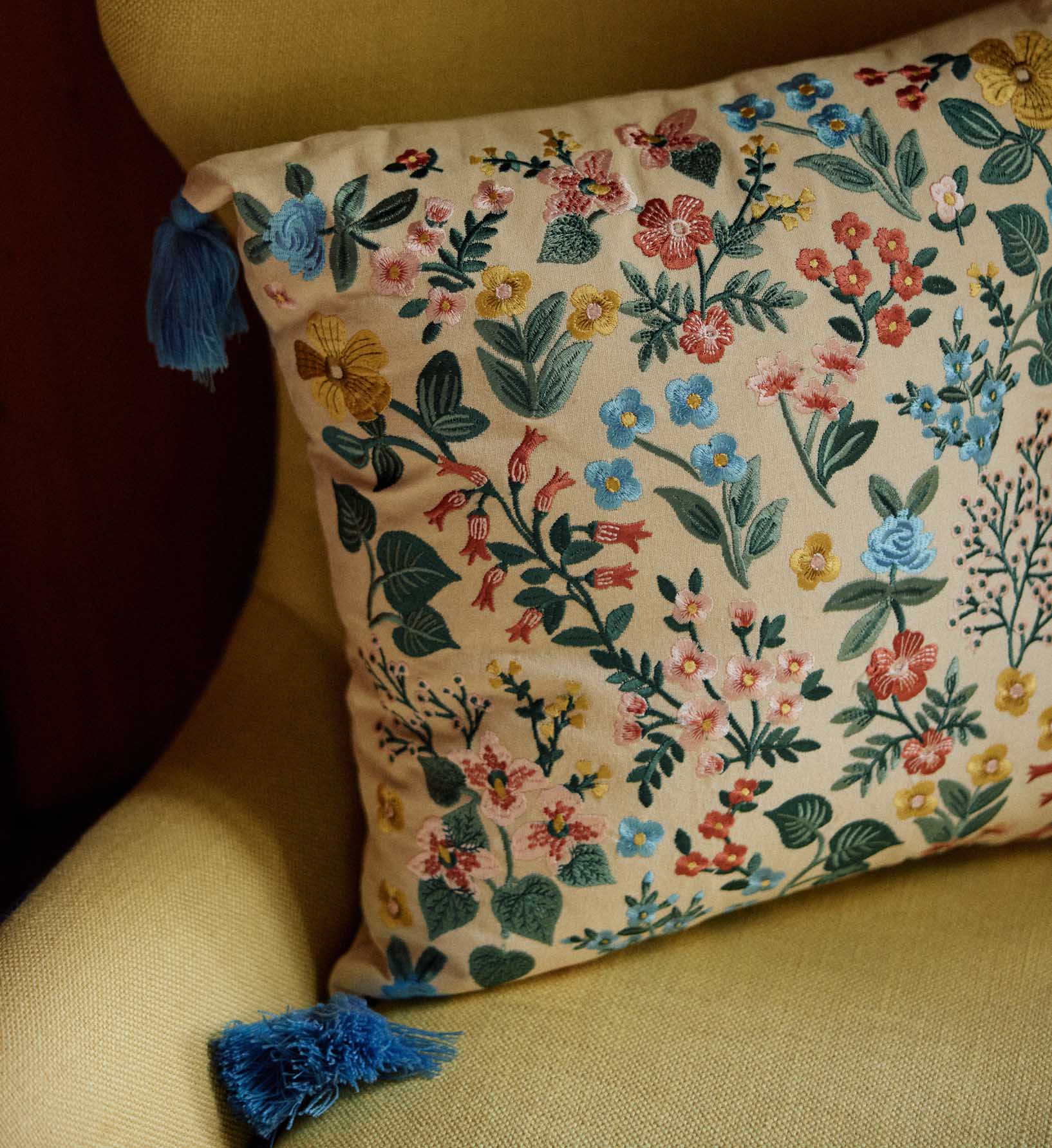 Mayfair Embroidered Pillow - Cream - Image 2