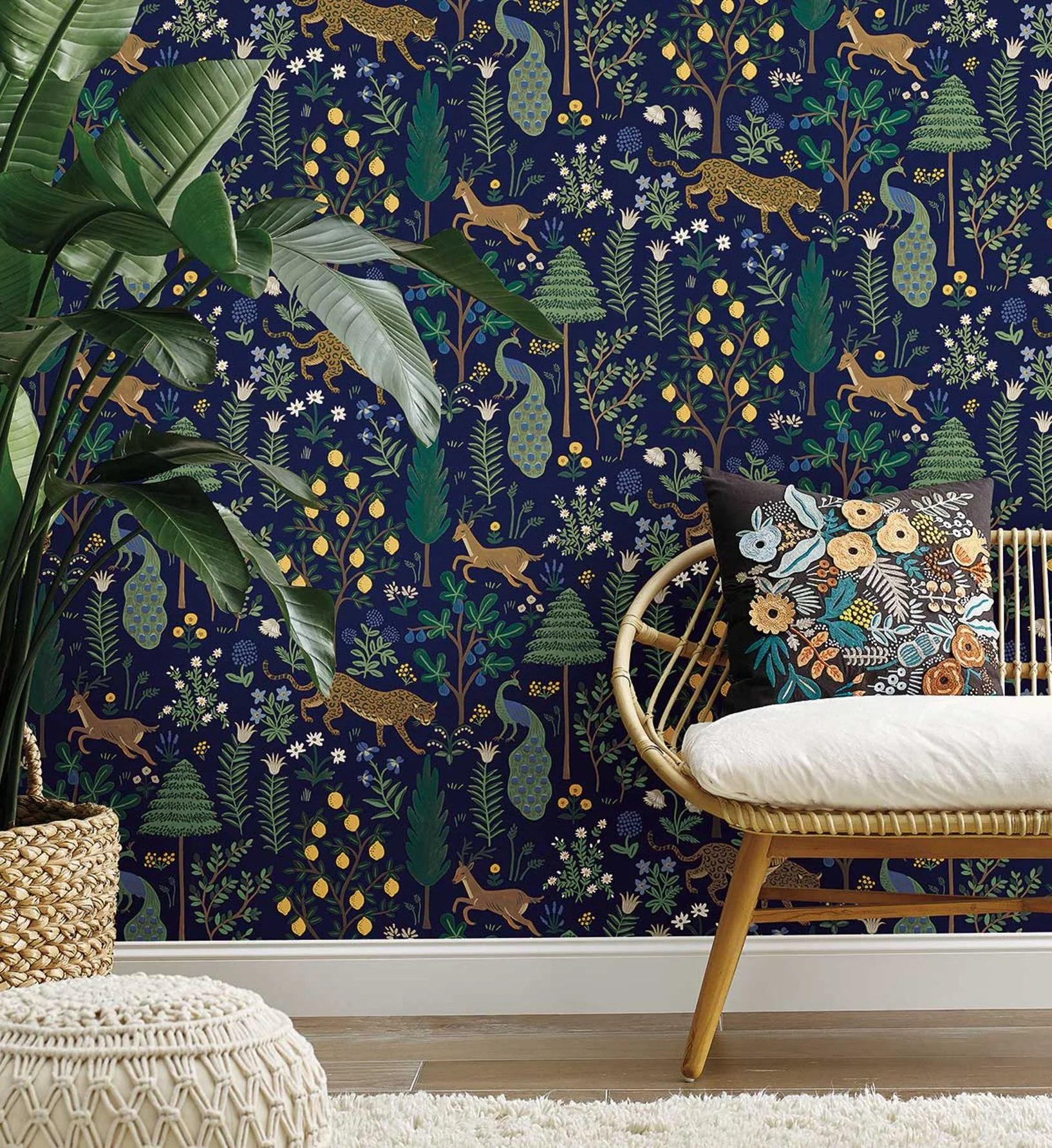 Menagerie Peel & Stick Wallpaper - Navy - Image 2
