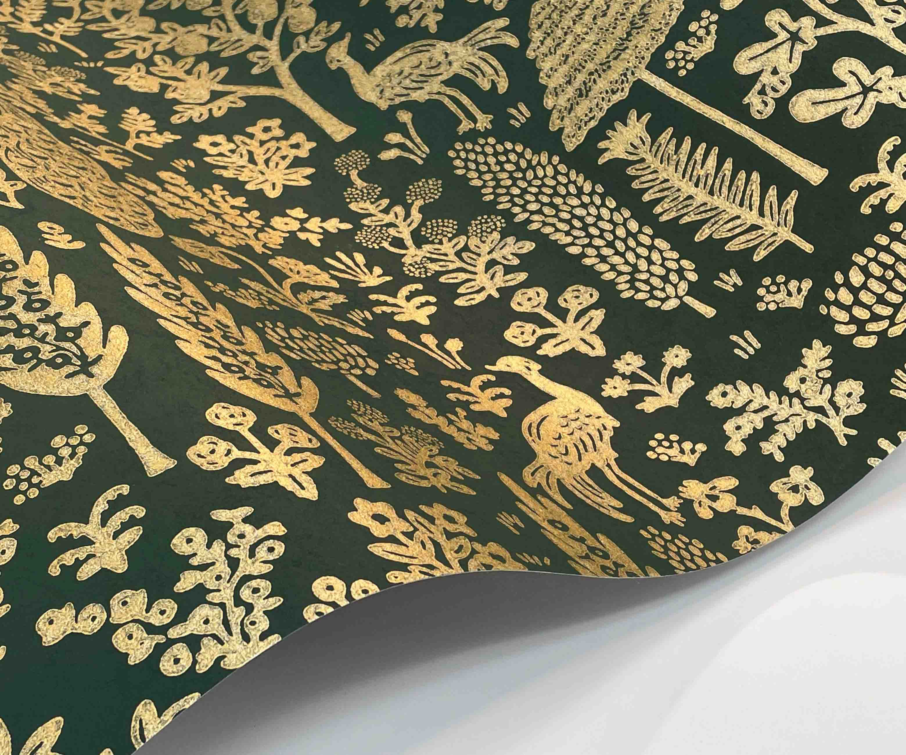Menagerie Toile Wallpaper - Emerald & Metallic Gold - Image 4
