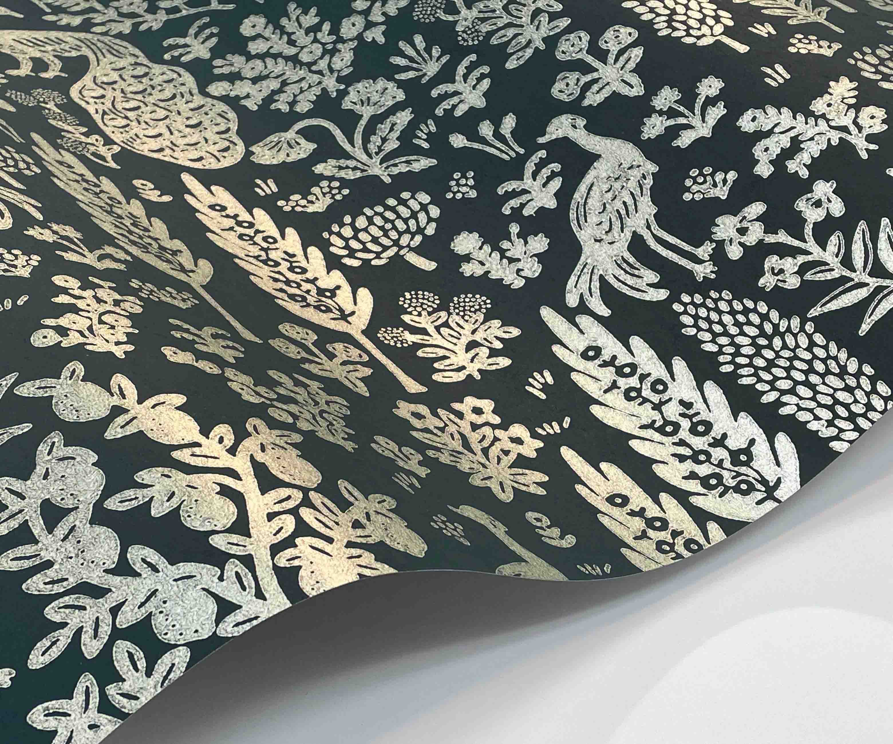 Menagerie Toile Wallpaper - Navy & Metallic Silver - Image 4