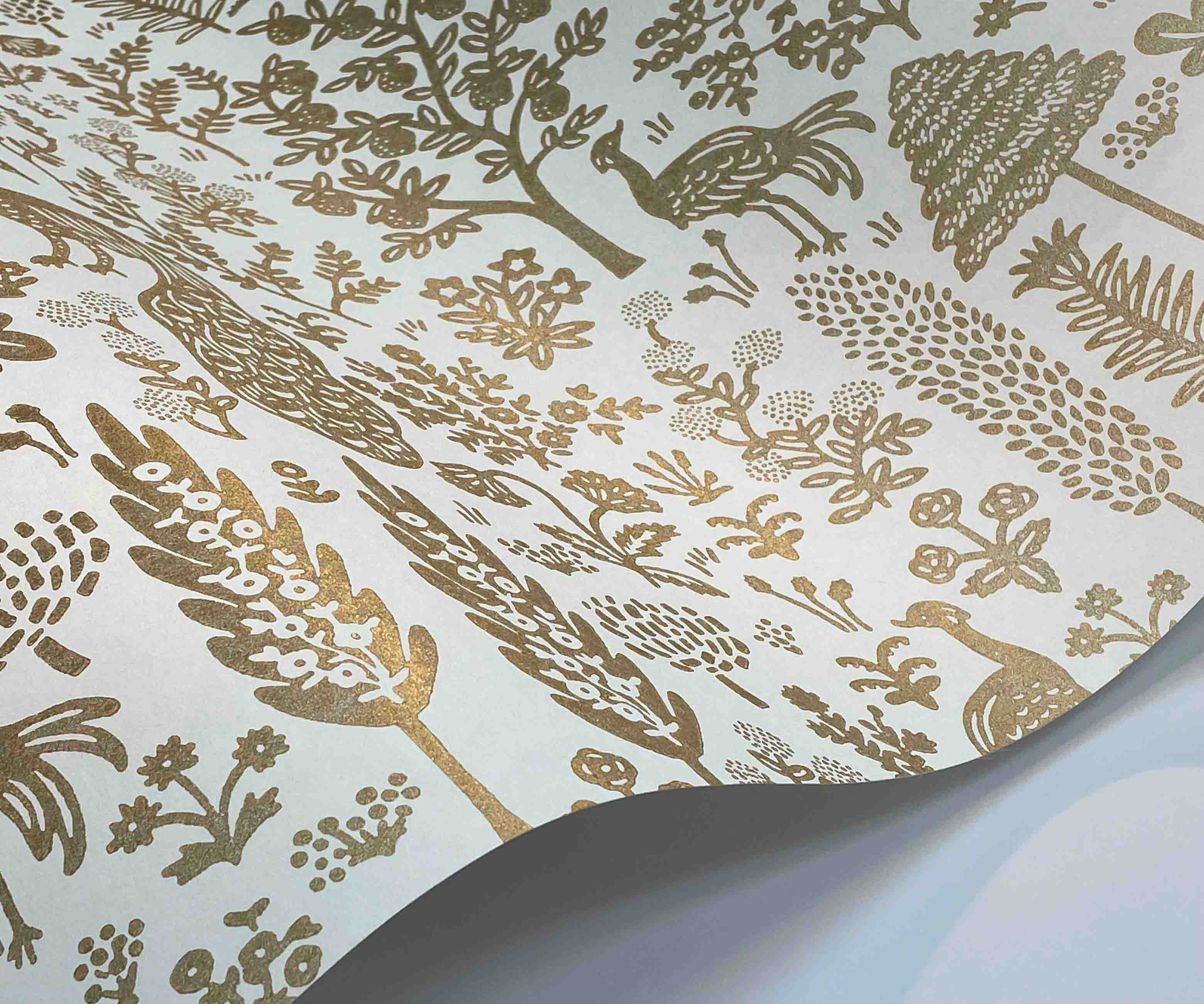 Menagerie Toile Wallpaper - White & Metallic Gold - Image 4