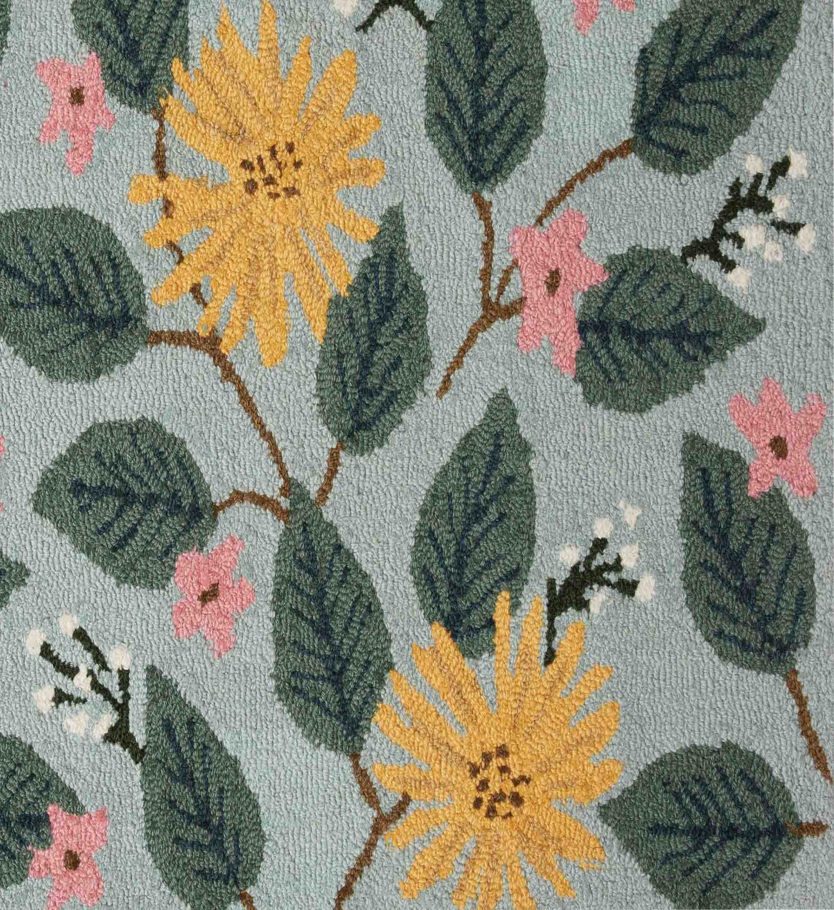 Minnie Dandelion Wool-Hooked Rug - Light Blue - Image 2