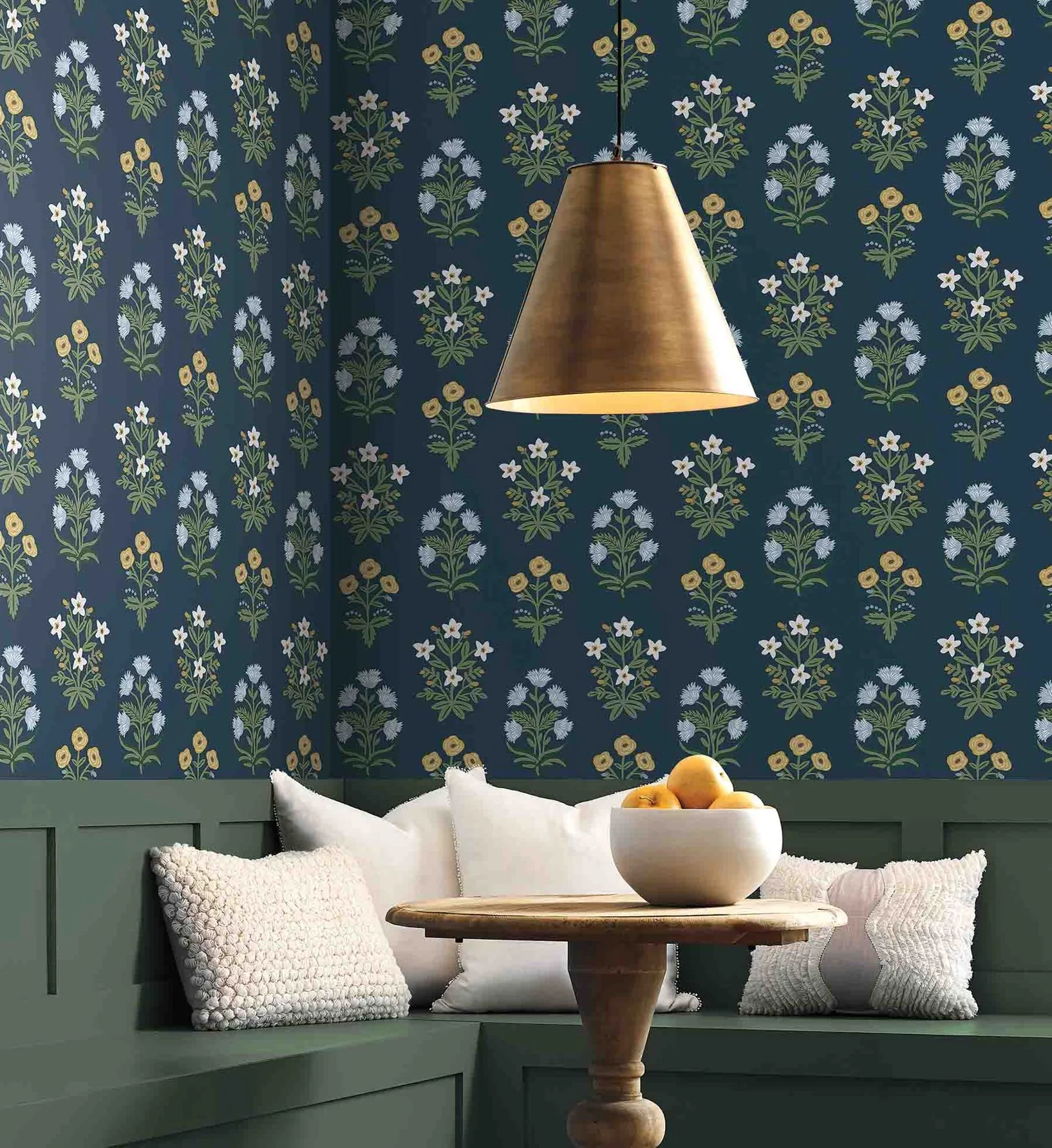 Mughal Rose Wallpaper - Navy - Image 2