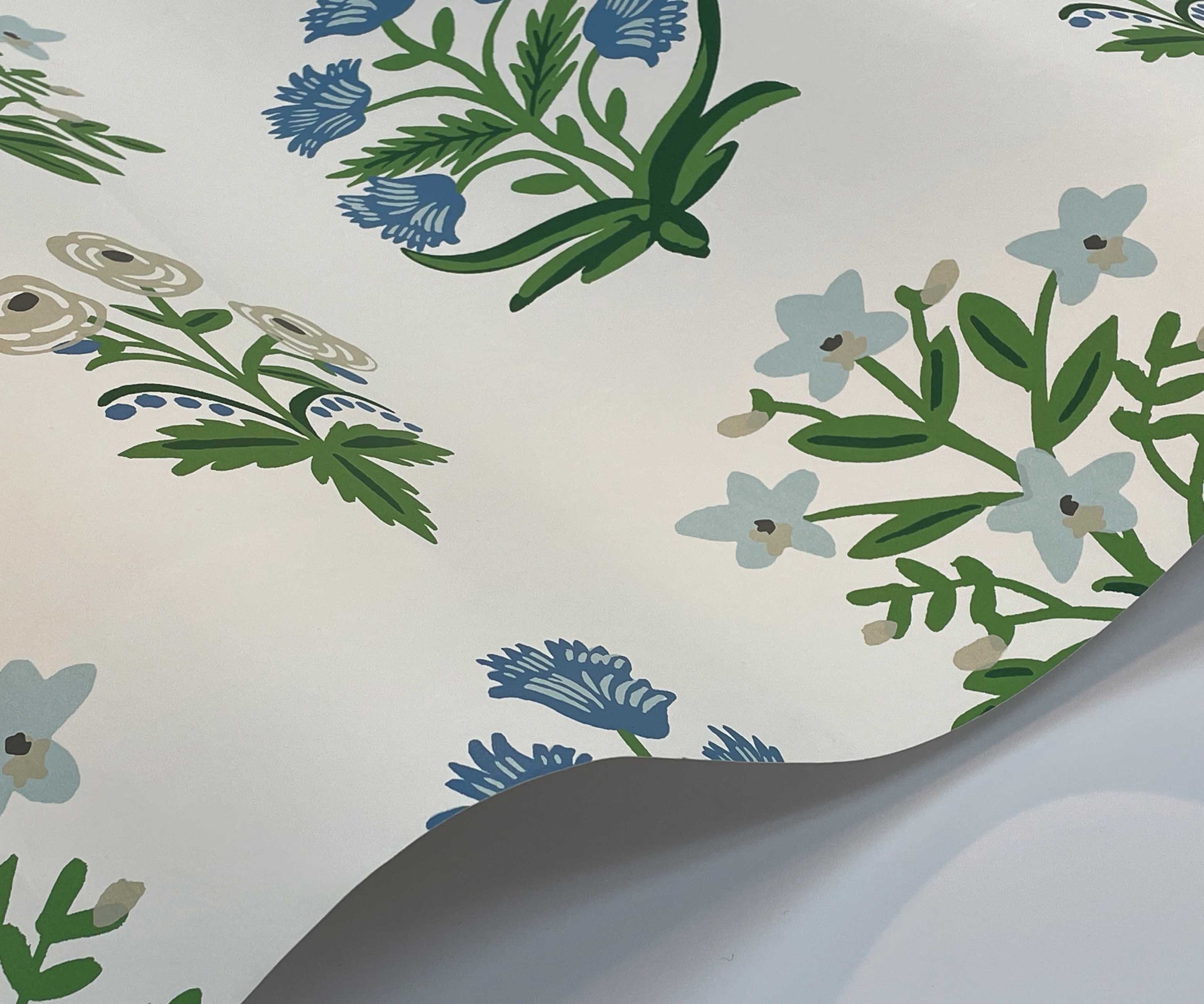 Mughal Rose Wallpaper Sample - Indigo - Image 2