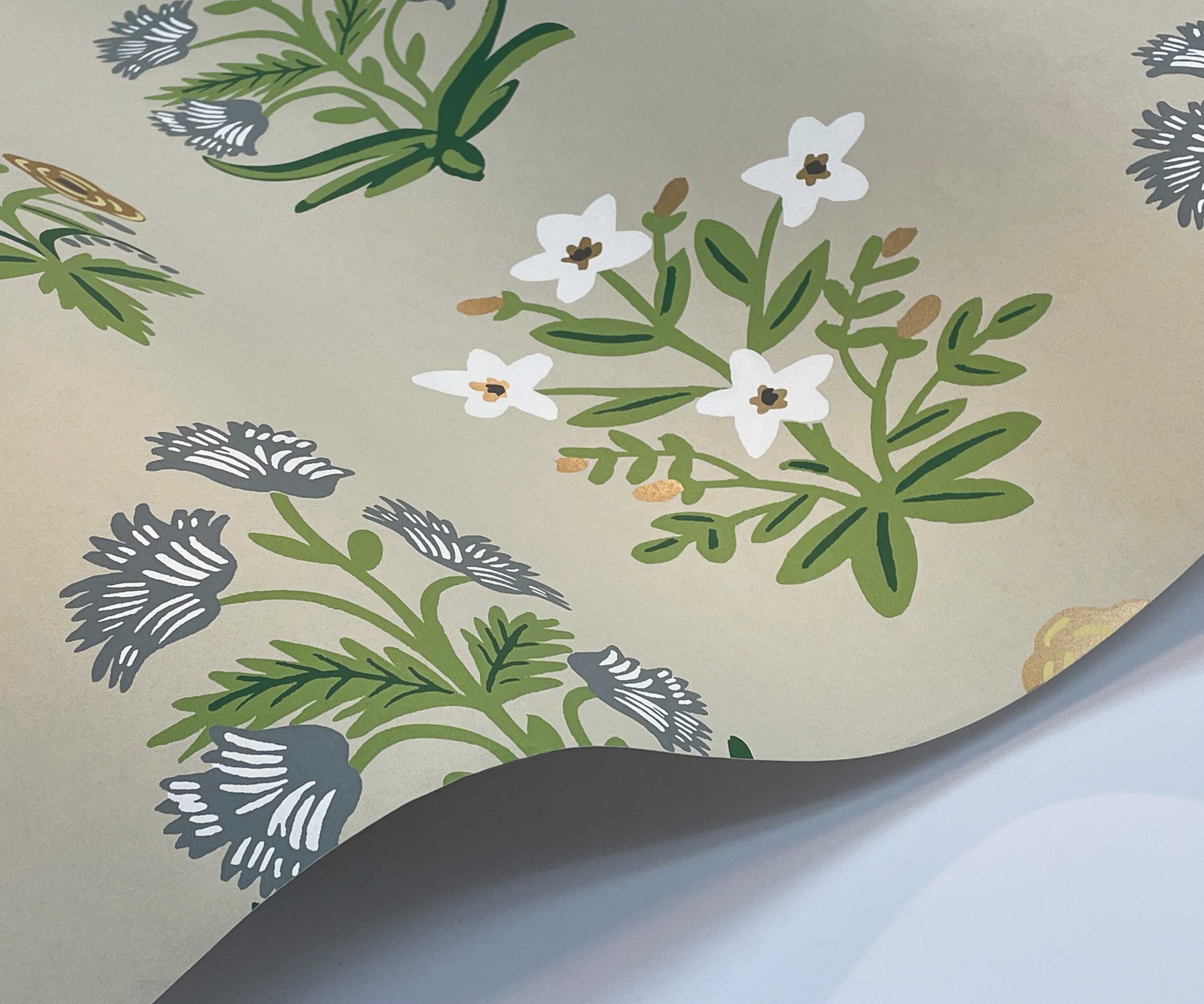 Mughal Rose Wallpaper Sample - Linen - Image 2