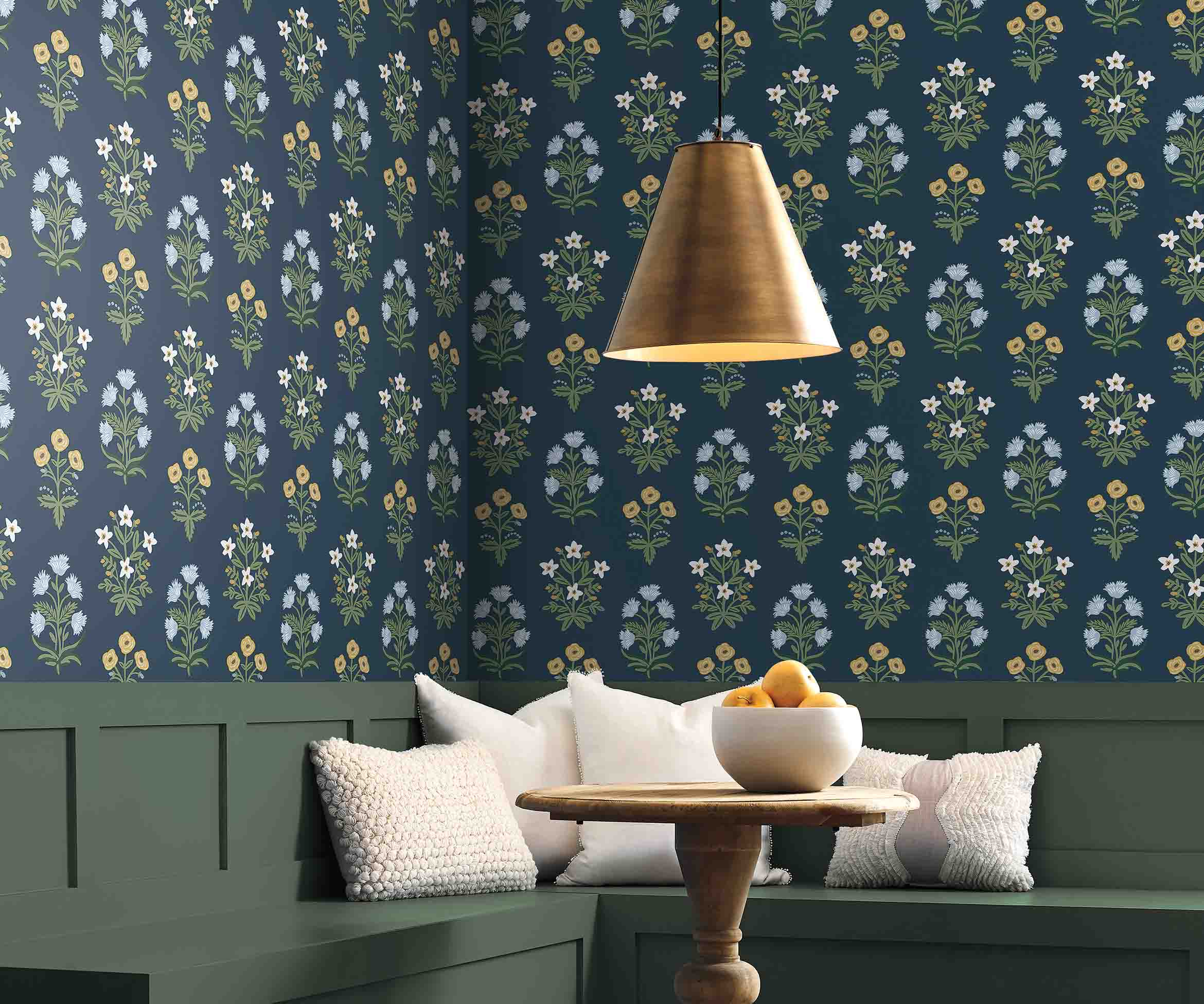 Mughal Rose Wallpaper Sample - Navy - Image 3
