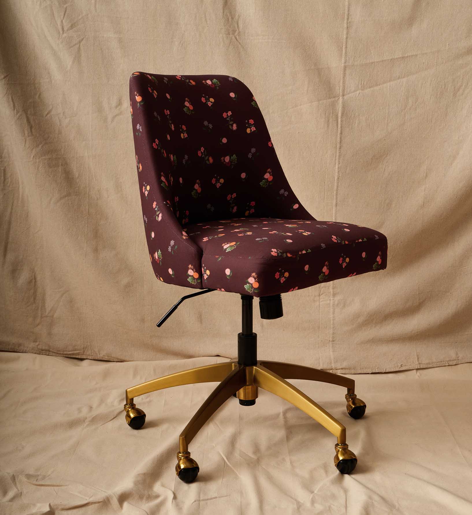 Oxford Desk Chair - Ditsy Dahlia Burgundy - Image 2